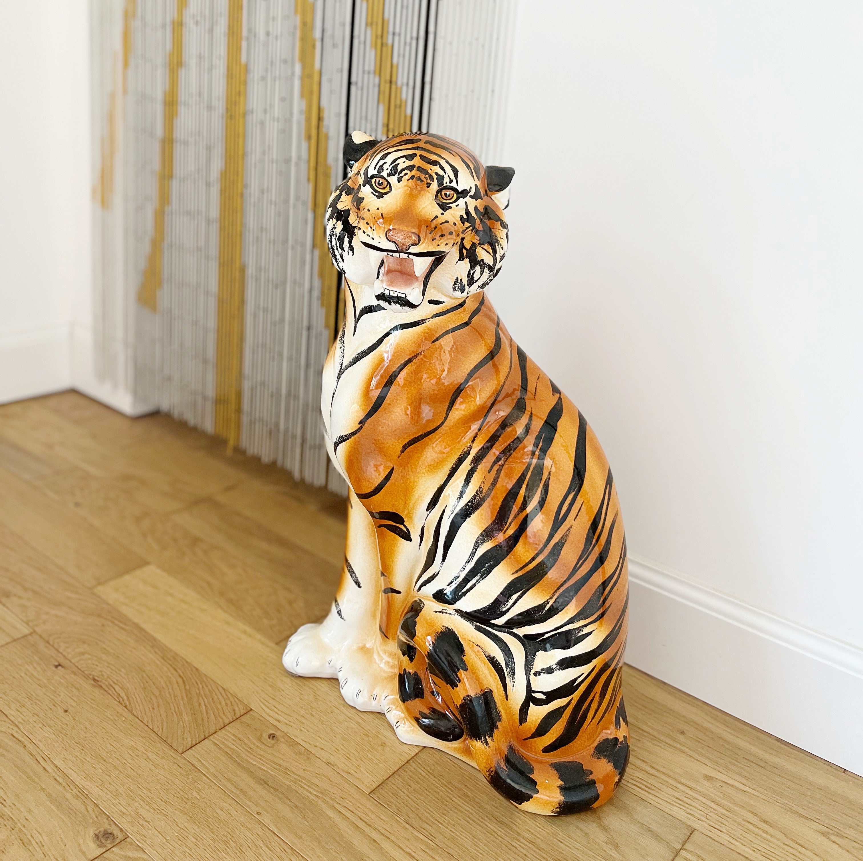 XXL vintage Italian ceramic tiger, decorative piece 70s-80s – Club