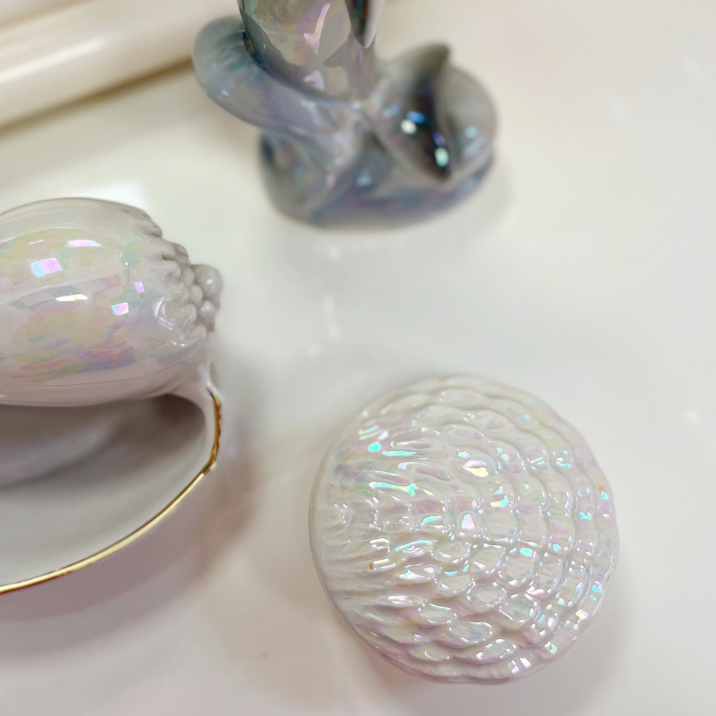 Coffret à bijoux coquillage blanc irisé