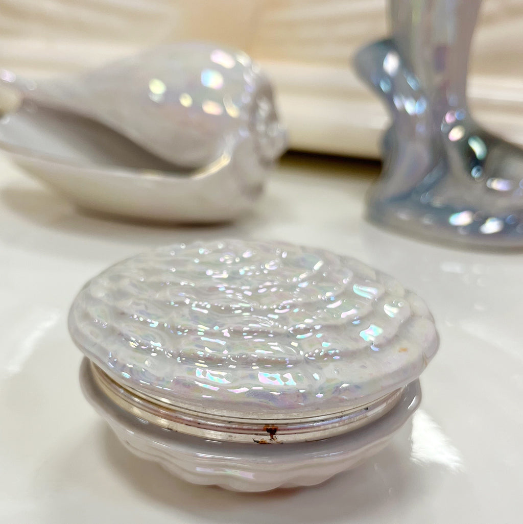 Coffret à bijoux coquillage blanc irisé