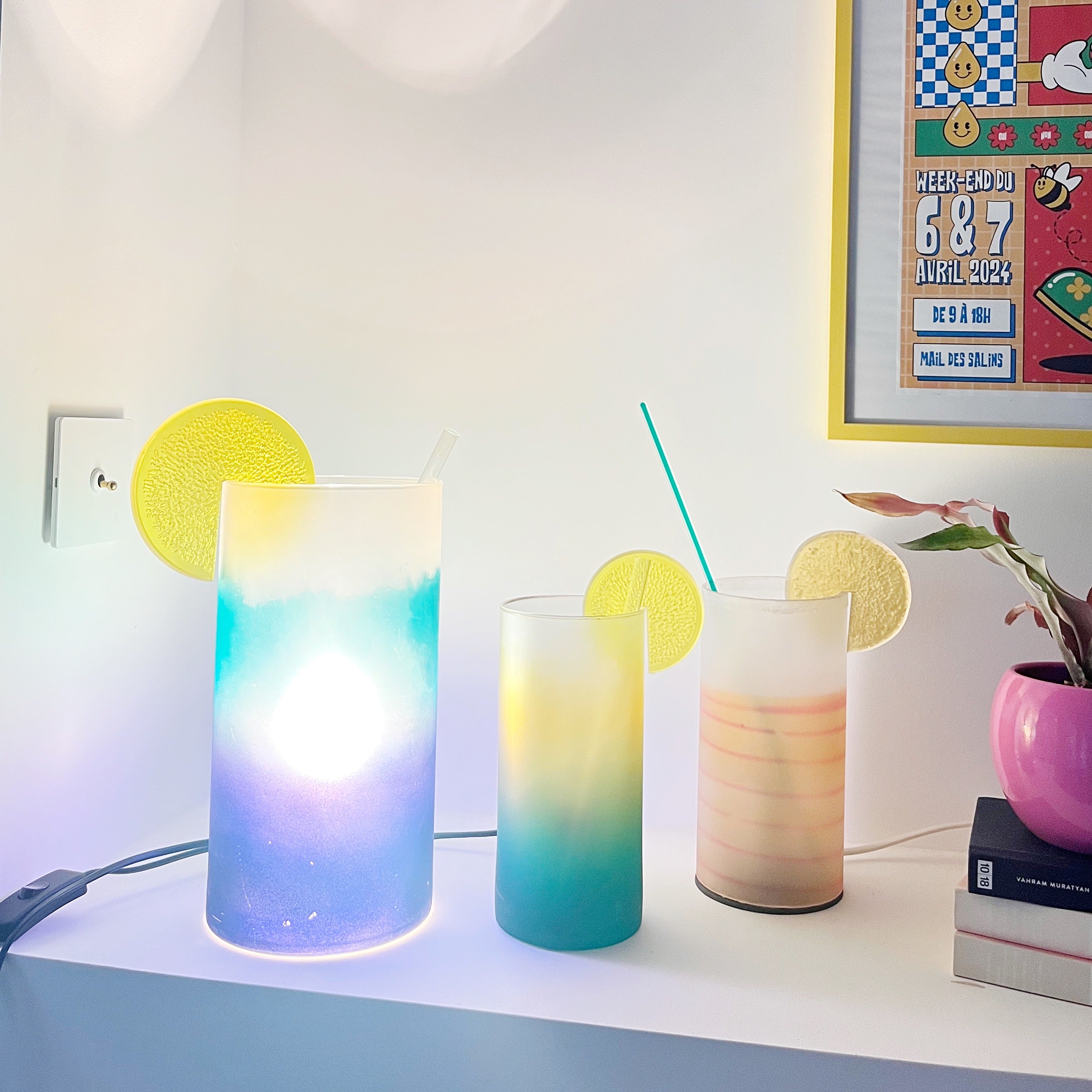 Vintage cocktail lamp from the 80s, large model