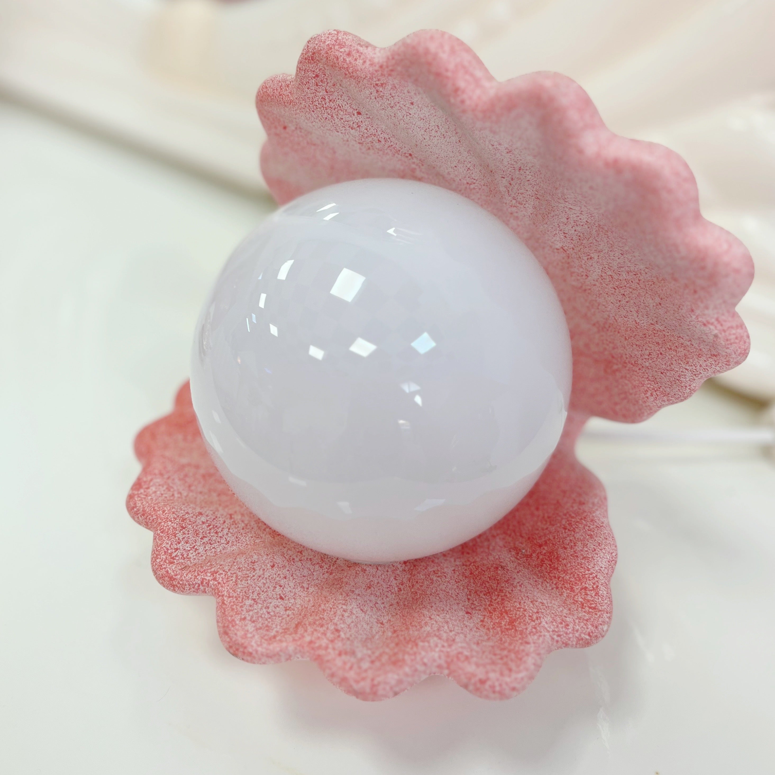 Lampe coquillage rose 80s granitée