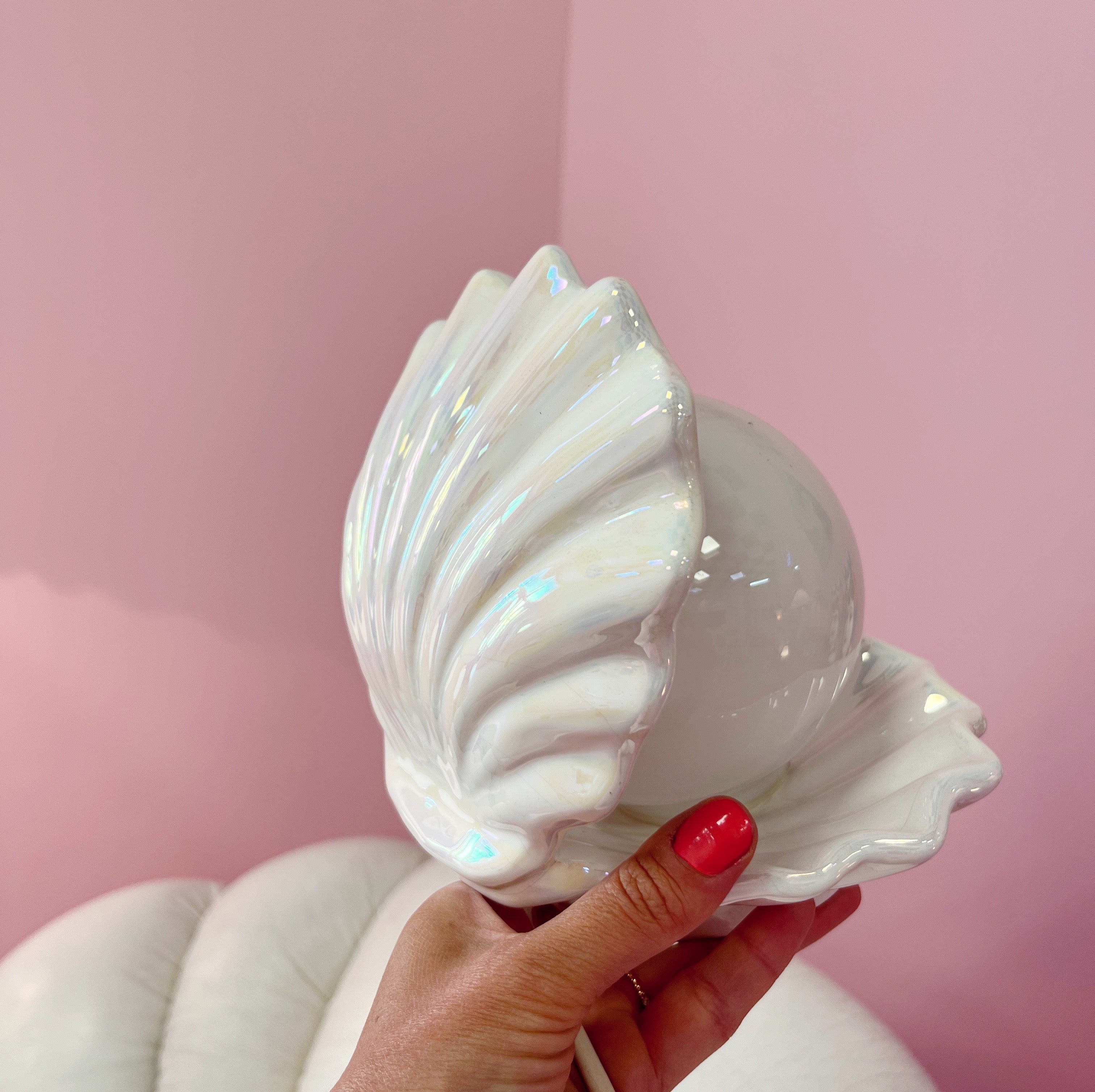 lampe coquillage vintage pastel