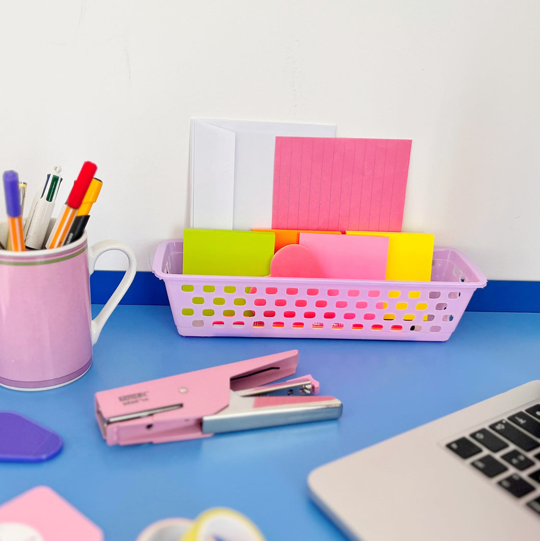 Small pastel lilac desk basket