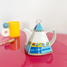 Load image into Gallery viewer, Vintage Memphis Style Blue Pyramid Teapot
