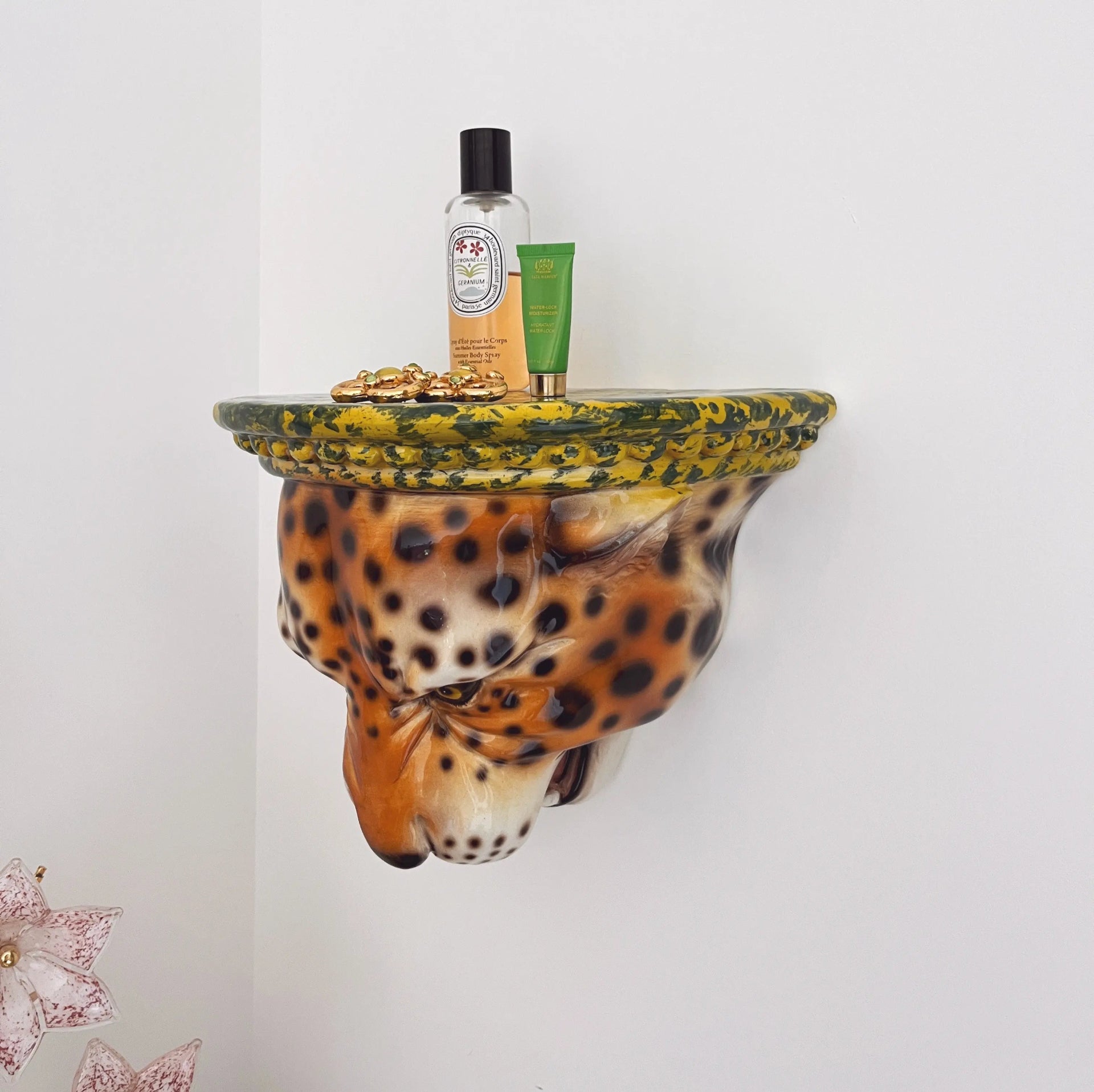 Étagère murale léopard en céramique émaillée Made in Italy