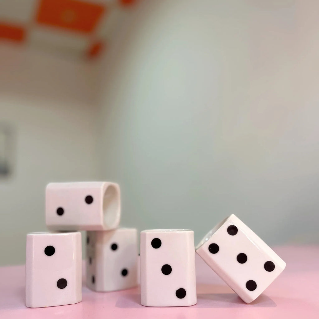 Coquetiers porcelaine dominos - Club Barbara