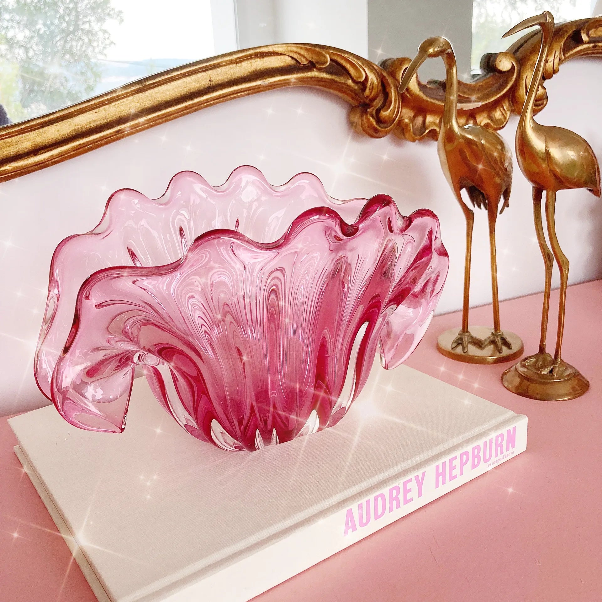 Coupe coquillage en verre soufflé rose - Club Barbara