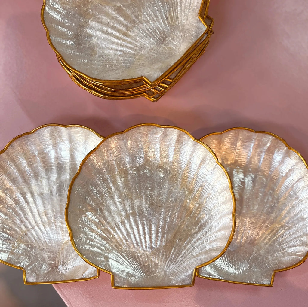 Coupelles coquillage nacrées vintage, années 80, set de 14 pièces - Club Barbara