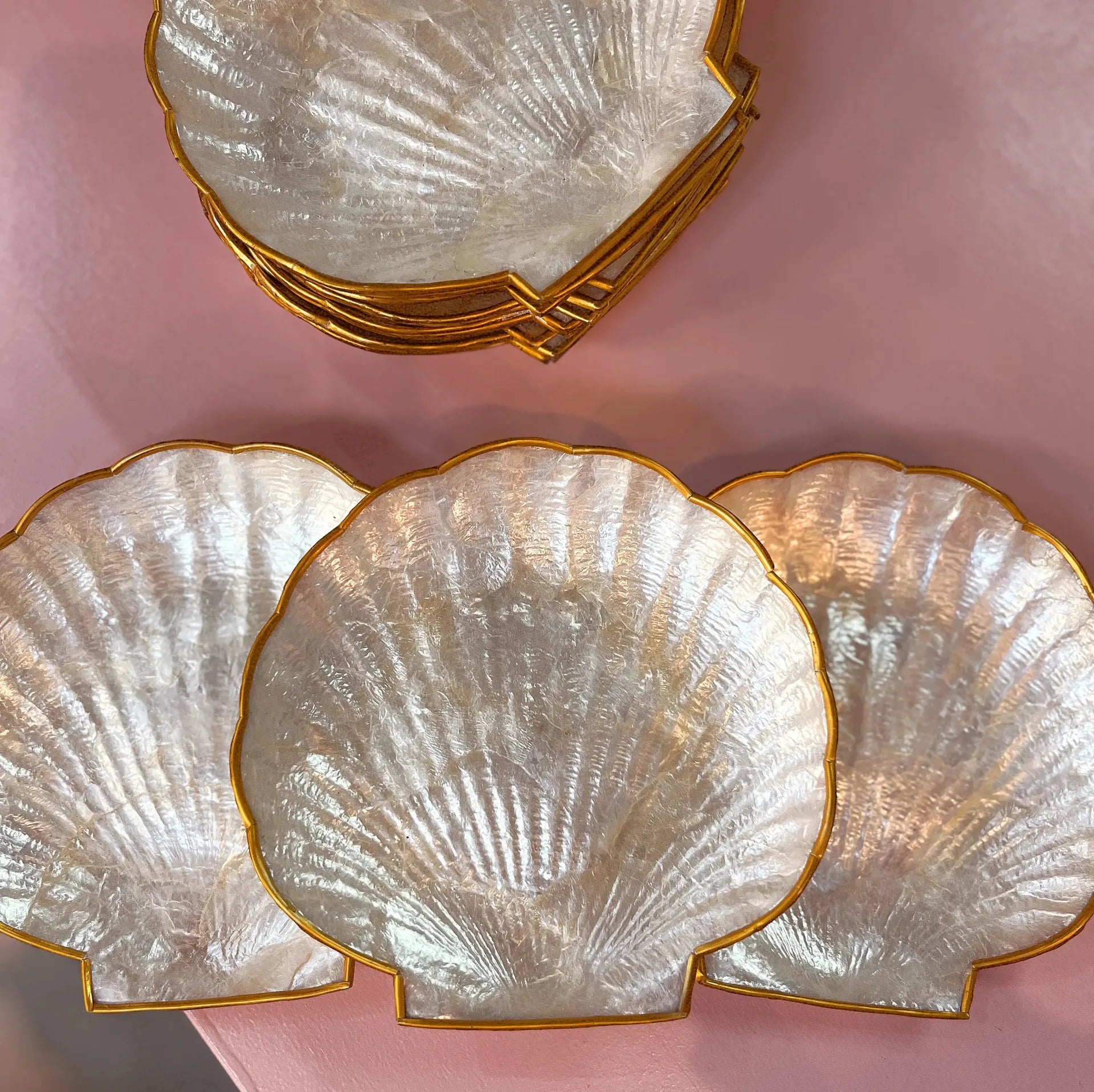 Coupelles coquillage nacrées vintage, années 80, set de 14 pièces - Club Barbara