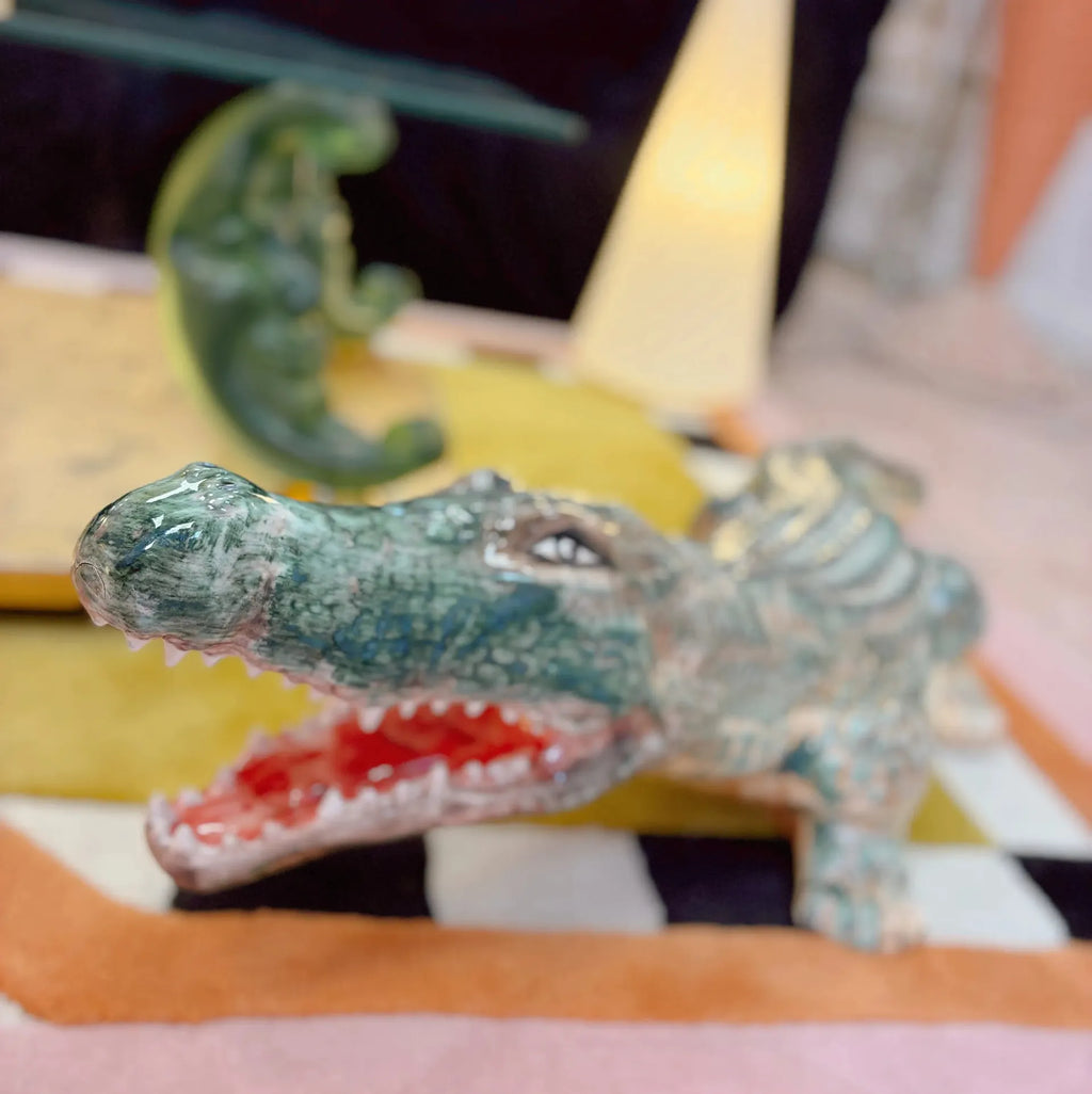 Crocodile vintage en céramique italienne, atelier Bassano del Grappa, années 70-80 - Club Barbara