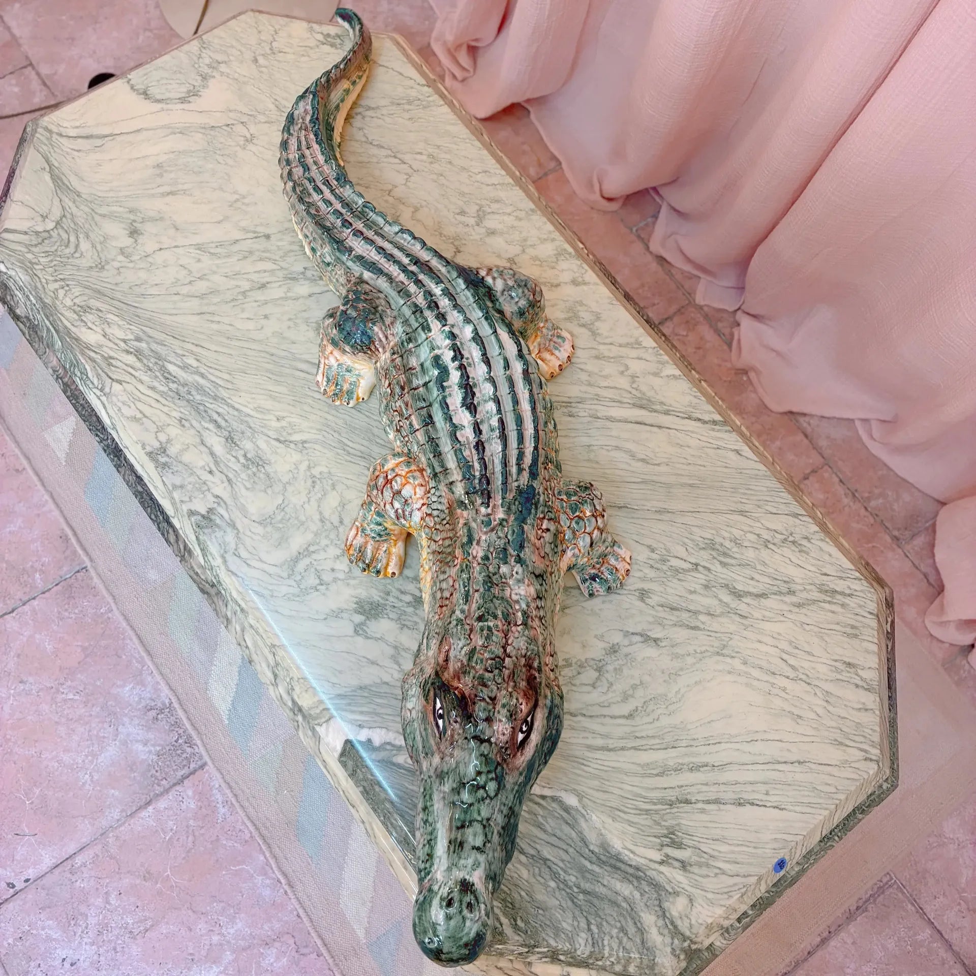 Crocodile vintage en céramique italienne, atelier Bassano del Grappa, années 70-80 - Club Barbara
