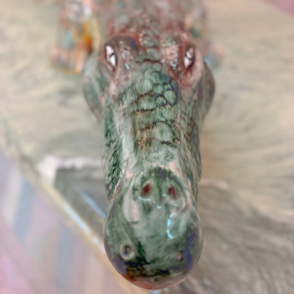 Crocodile vintage en céramique italienne, atelier Bassano del Grappa, années 70-80 - Club Barbara