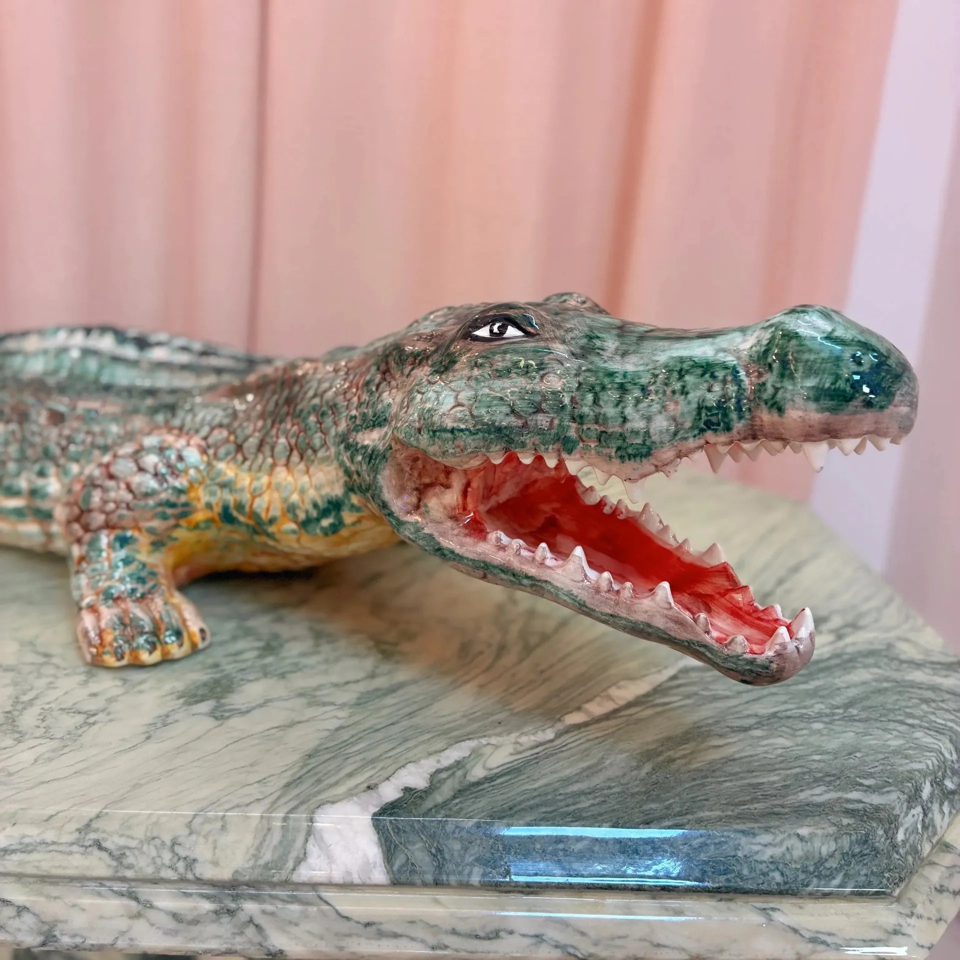 Crocodile vintage en céramique italienne, atelier Bassano del Grappa, années 70-80 - Club Barbara