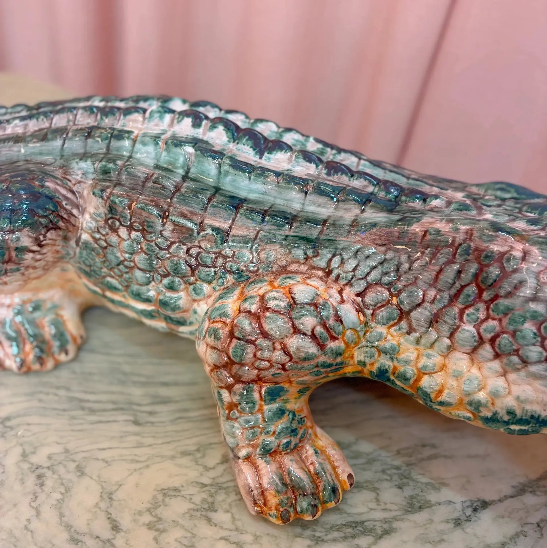 Crocodile vintage en céramique italienne, atelier Bassano del Grappa, années 70-80 - Club Barbara