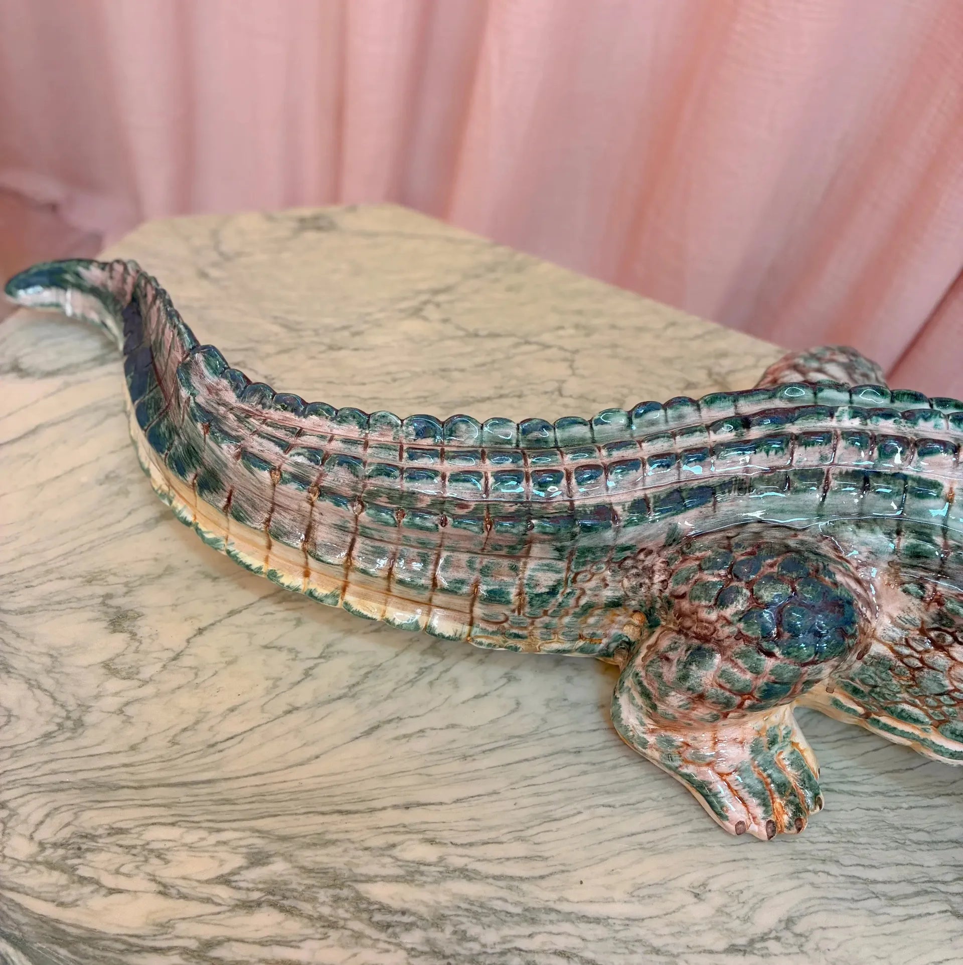 Crocodile vintage en céramique italienne, atelier Bassano del Grappa, années 70-80 - Club Barbara