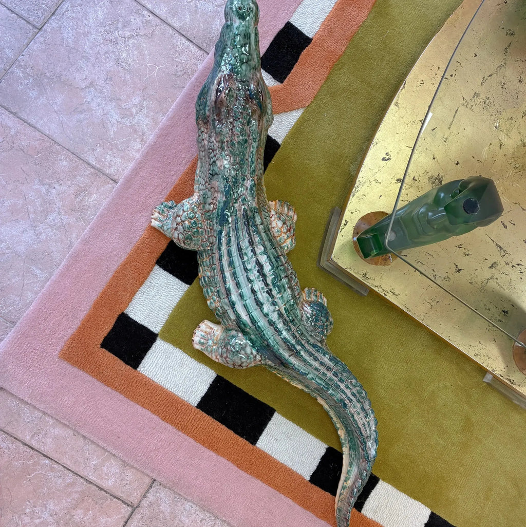 Crocodile vintage en céramique italienne, atelier Bassano del Grappa, années 70-80 - Club Barbara