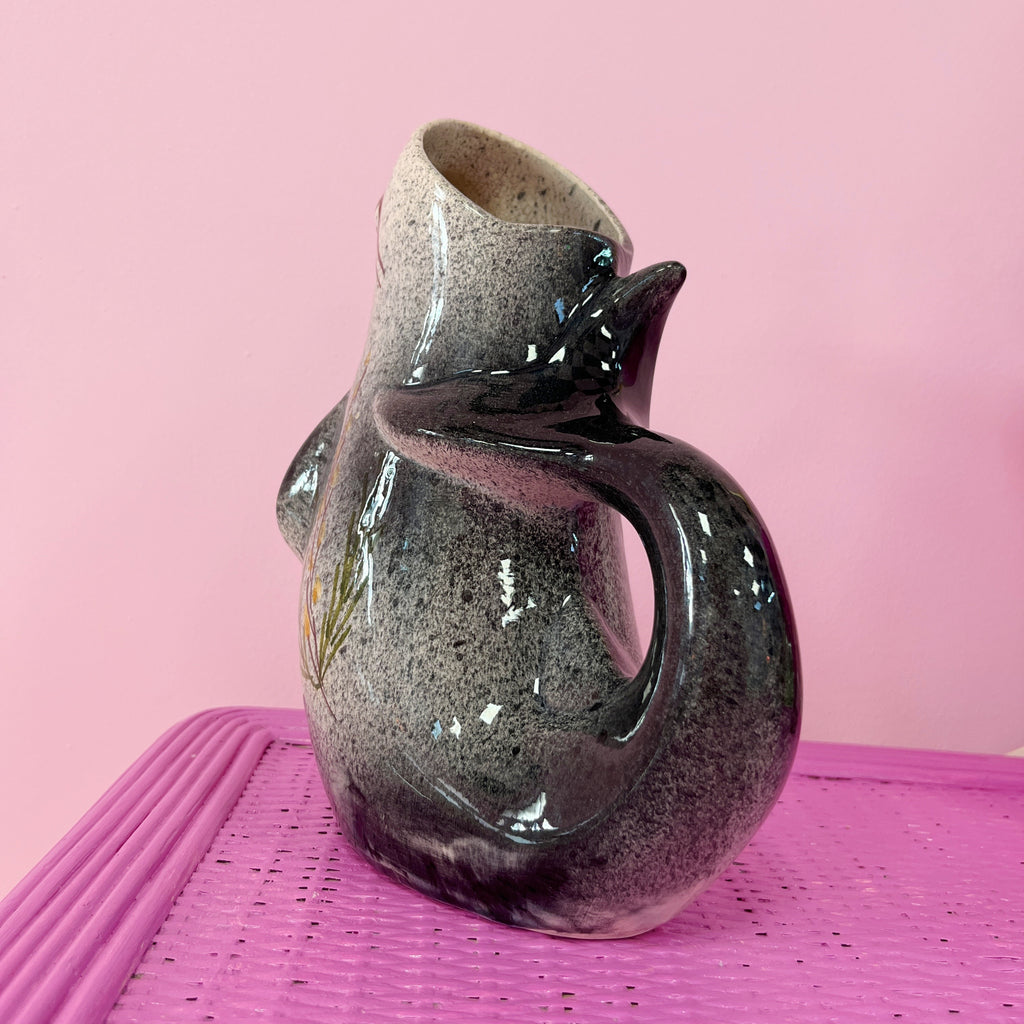 Pichet dauphin céramique émaillée granito vintage, années 60-70