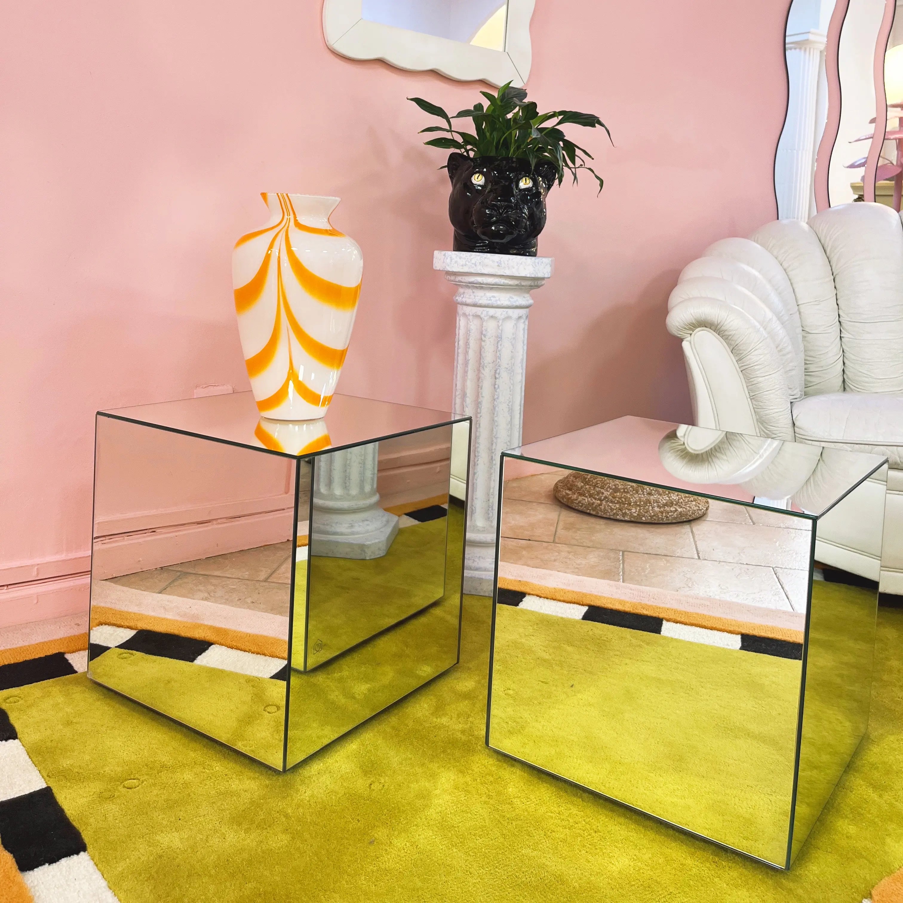 Cube sellette miroir Habitat, années 2000