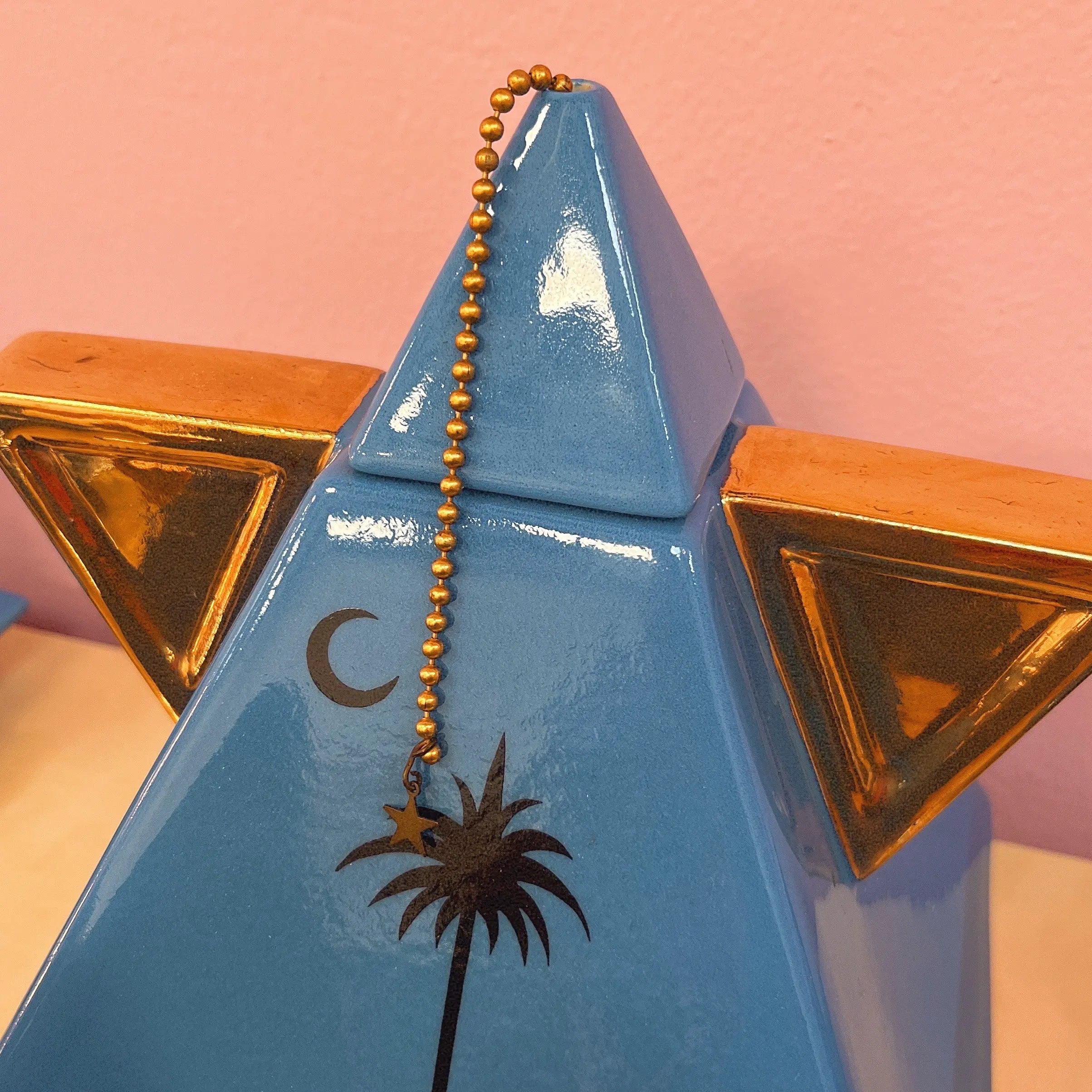 Décor palmier et lune sur vaisselle italienne vintage années 80 Club Barbara