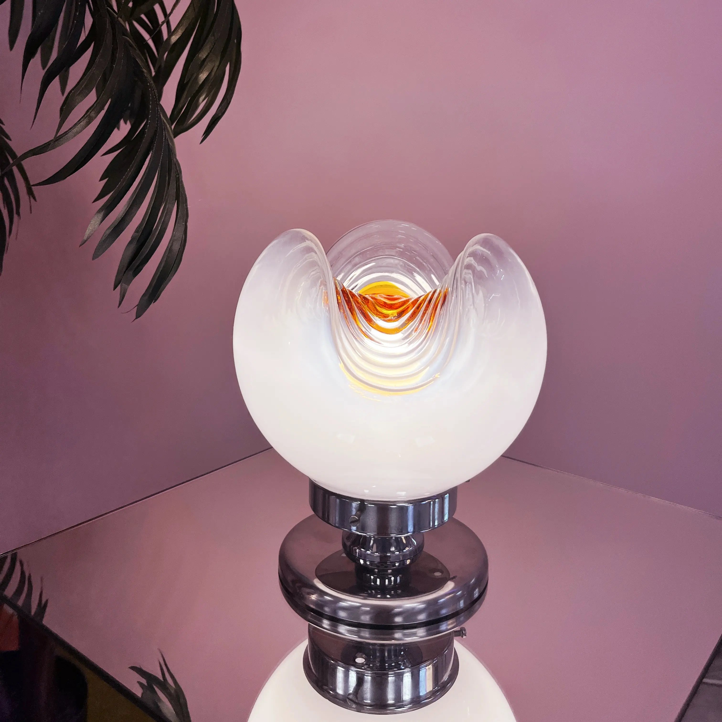 Lampe vintage Murano Lattimo, Mazzega, Italie, années 70