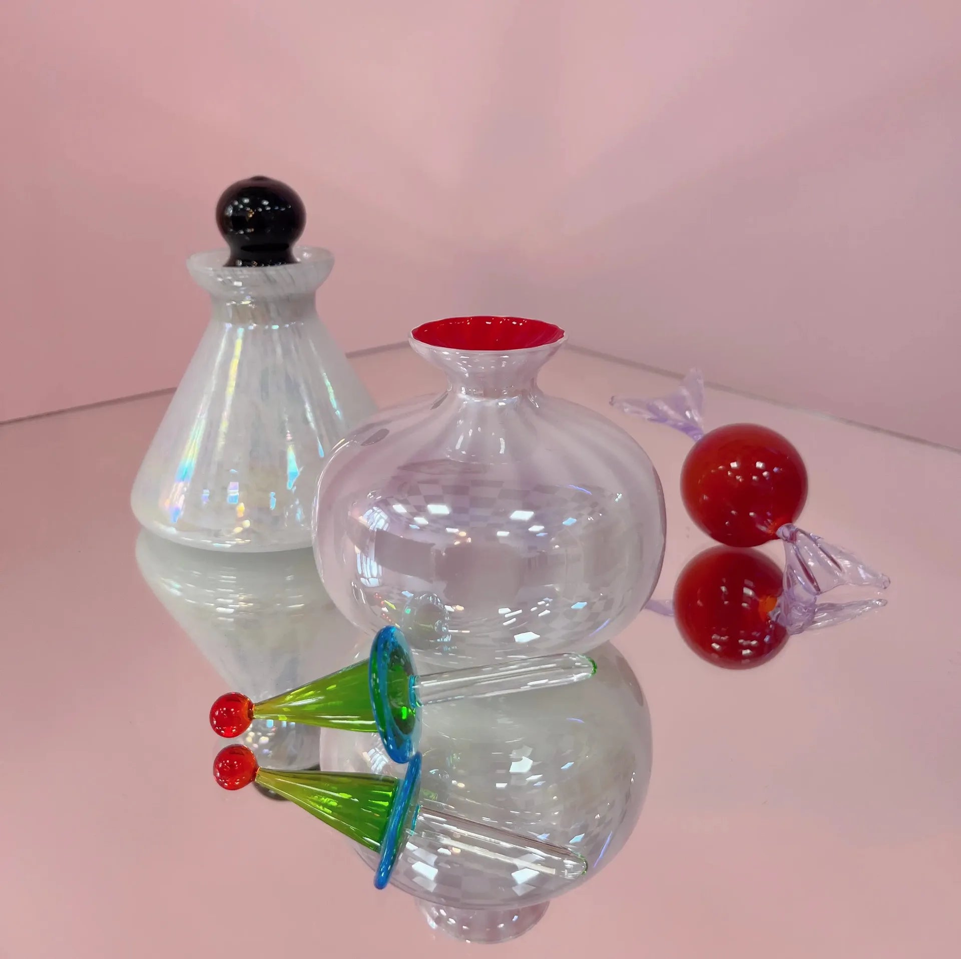 Duo de flacons vintage en verre soufflé de Murano, années 70 - Club Barbara