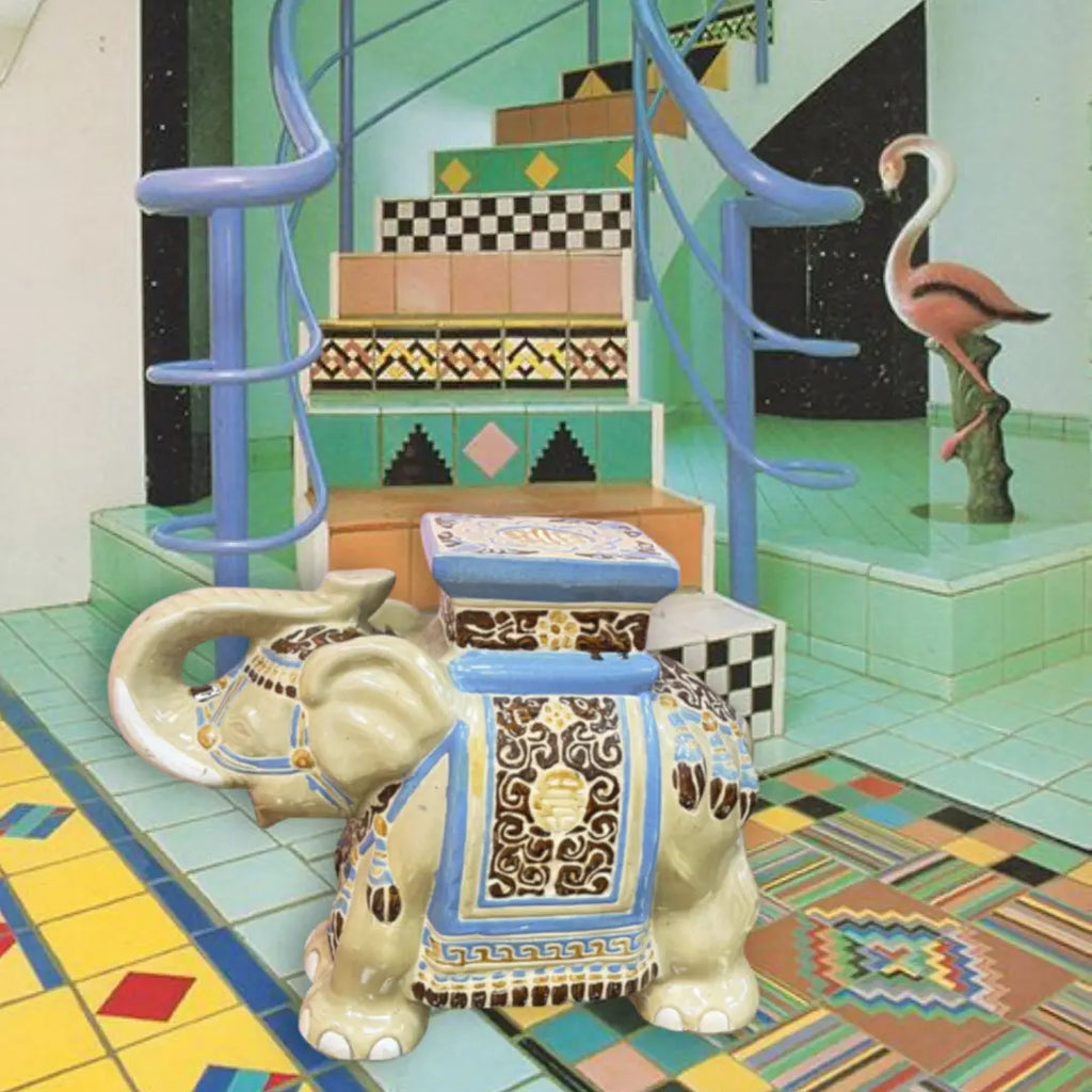 Éléphant porte-plante vintage en céramique émaillée Club Barbara
