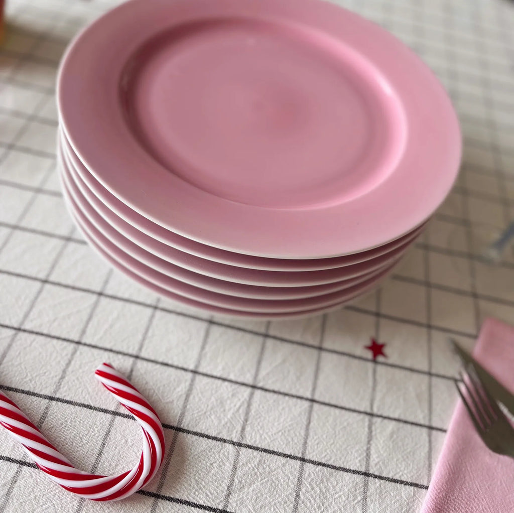 Ensemble de 6 assiettes en porcelaine Bareuther Bavaria, rose dégradé, vintage années 80 - Club Barbara