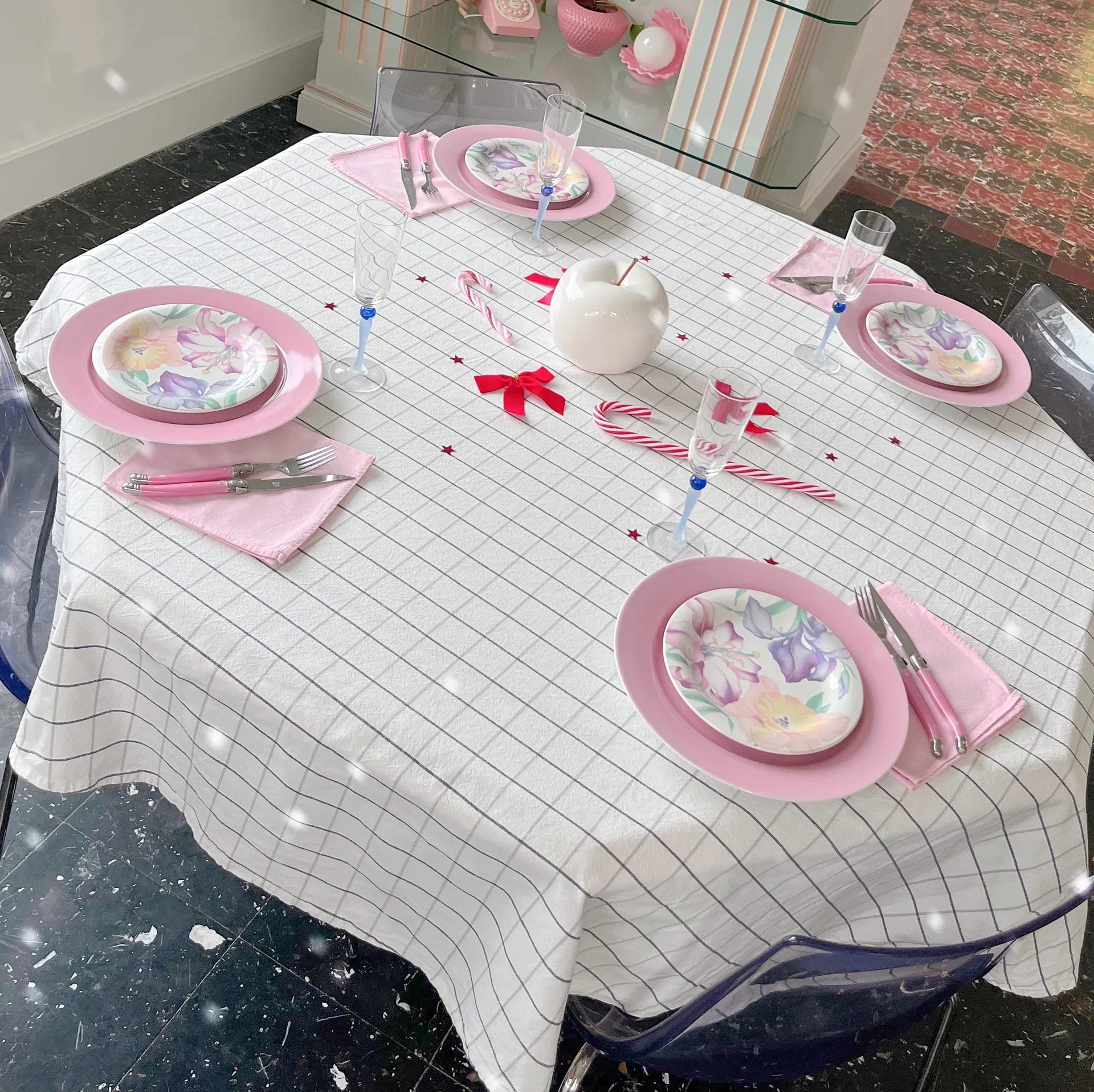Ensemble de 6 assiettes en porcelaine Bareuther Bavaria, rose dégradé, vintage années 80 - Club Barbara