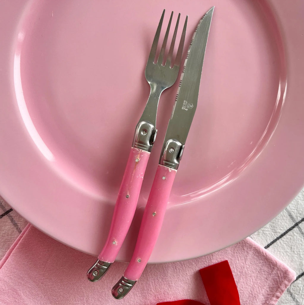 Ensemble de 6 assiettes en porcelaine Bareuther Bavaria, rose dégradé, vintage années 80 - Club Barbara