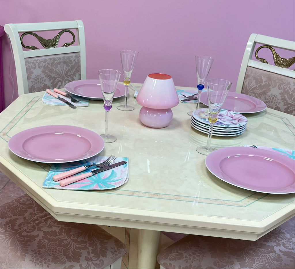Ensemble de 6 assiettes en porcelaine Bareuther Bavaria, rose dégradé, vintage années 80 - Club Barbara