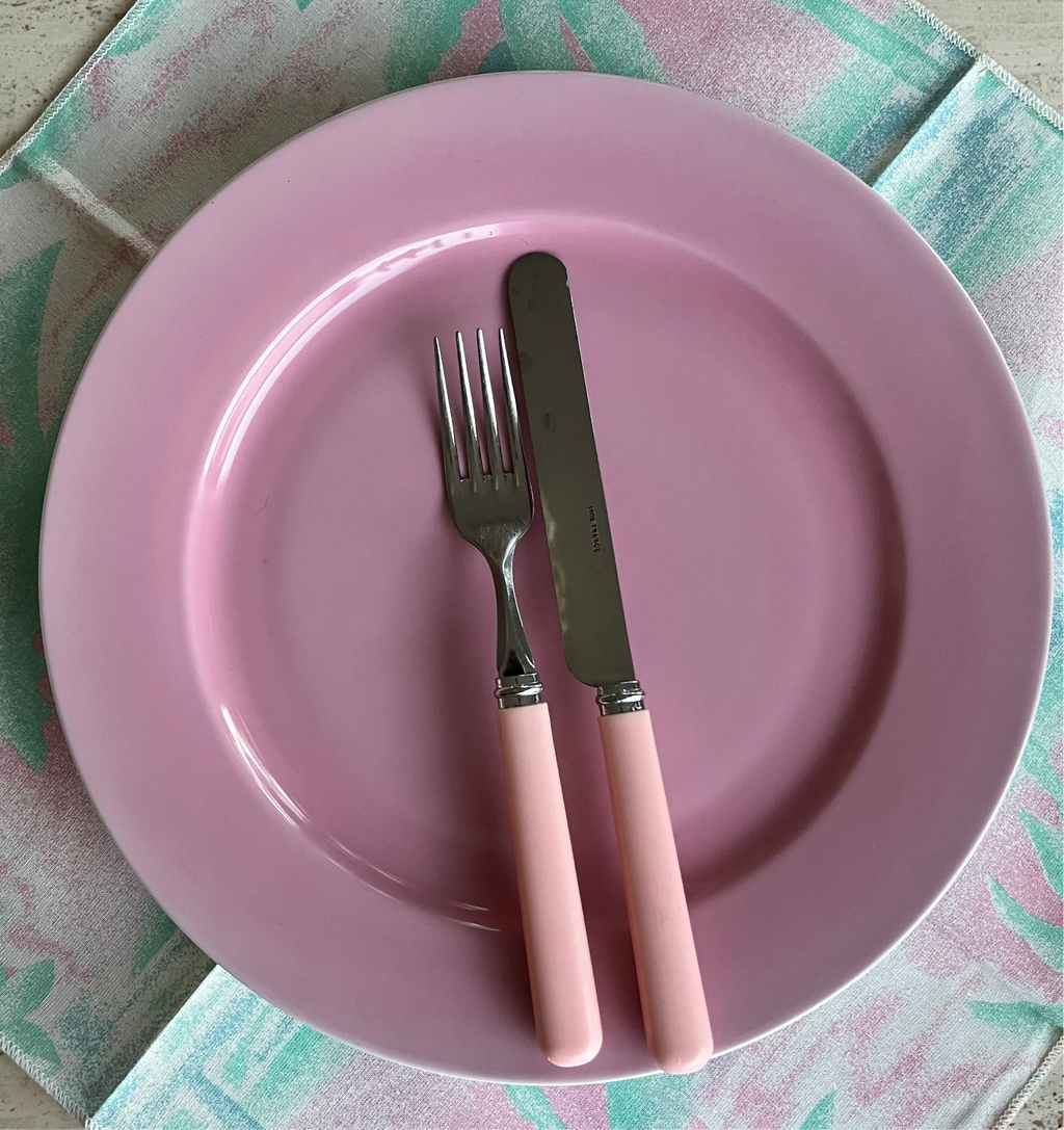 Ensemble de 6 assiettes en porcelaine Bareuther Bavaria, rose dégradé, vintage années 80 - Club Barbara