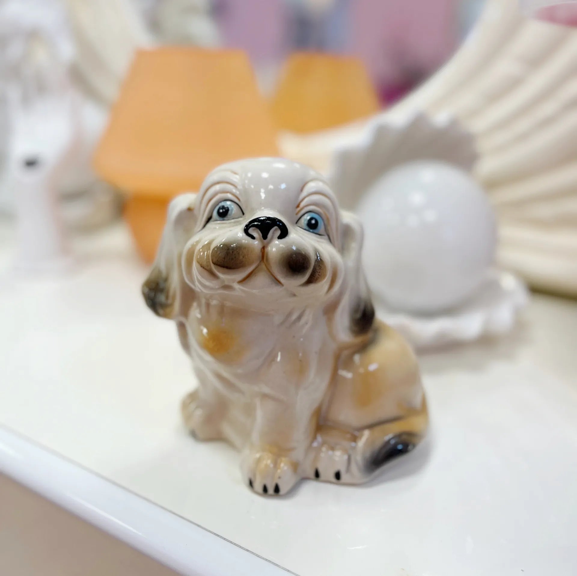 Figurine chien céramique kawaii vintage, années 70-80 - Club Barbara