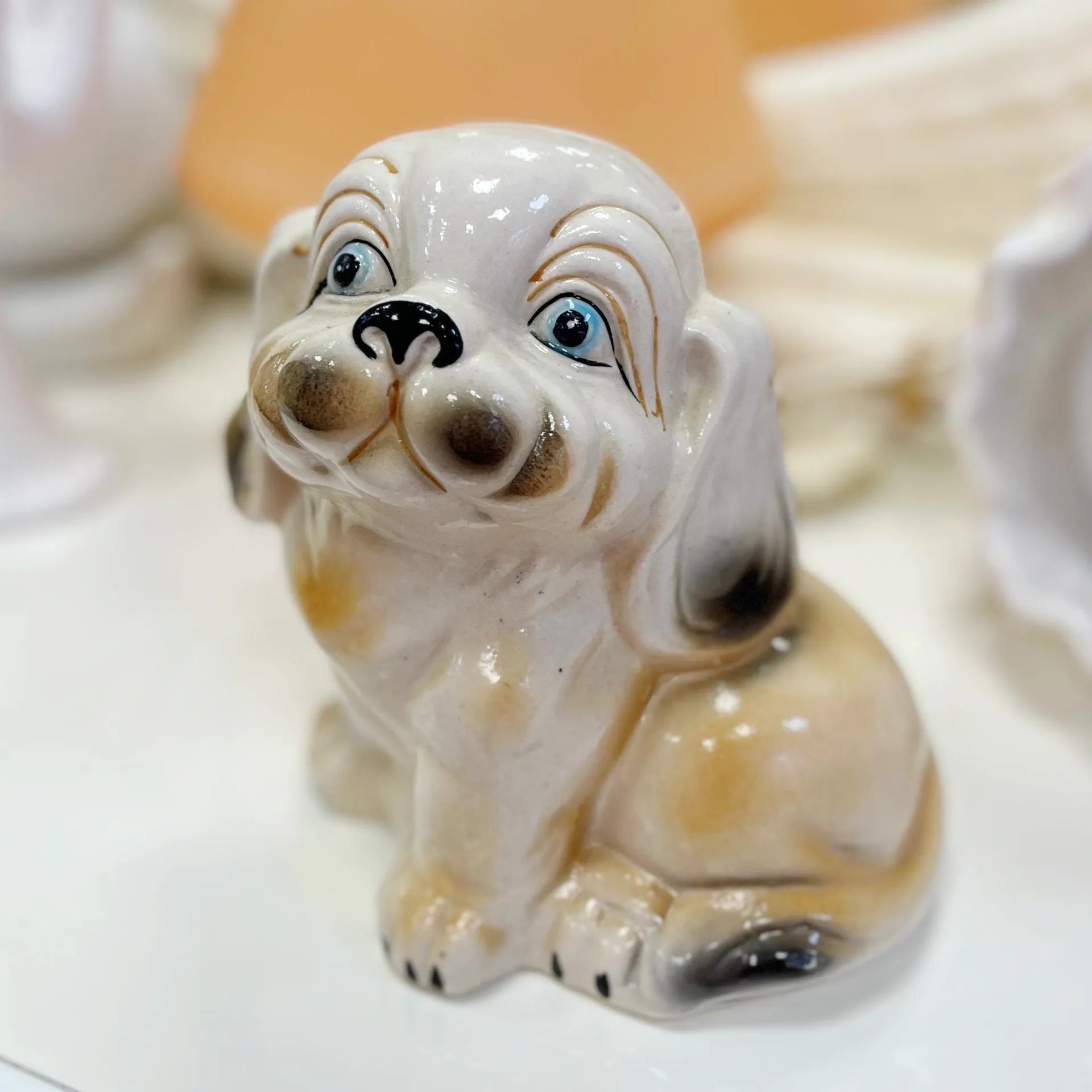 Figurine chien céramique kawaii vintage, années 70-80 - Club Barbara