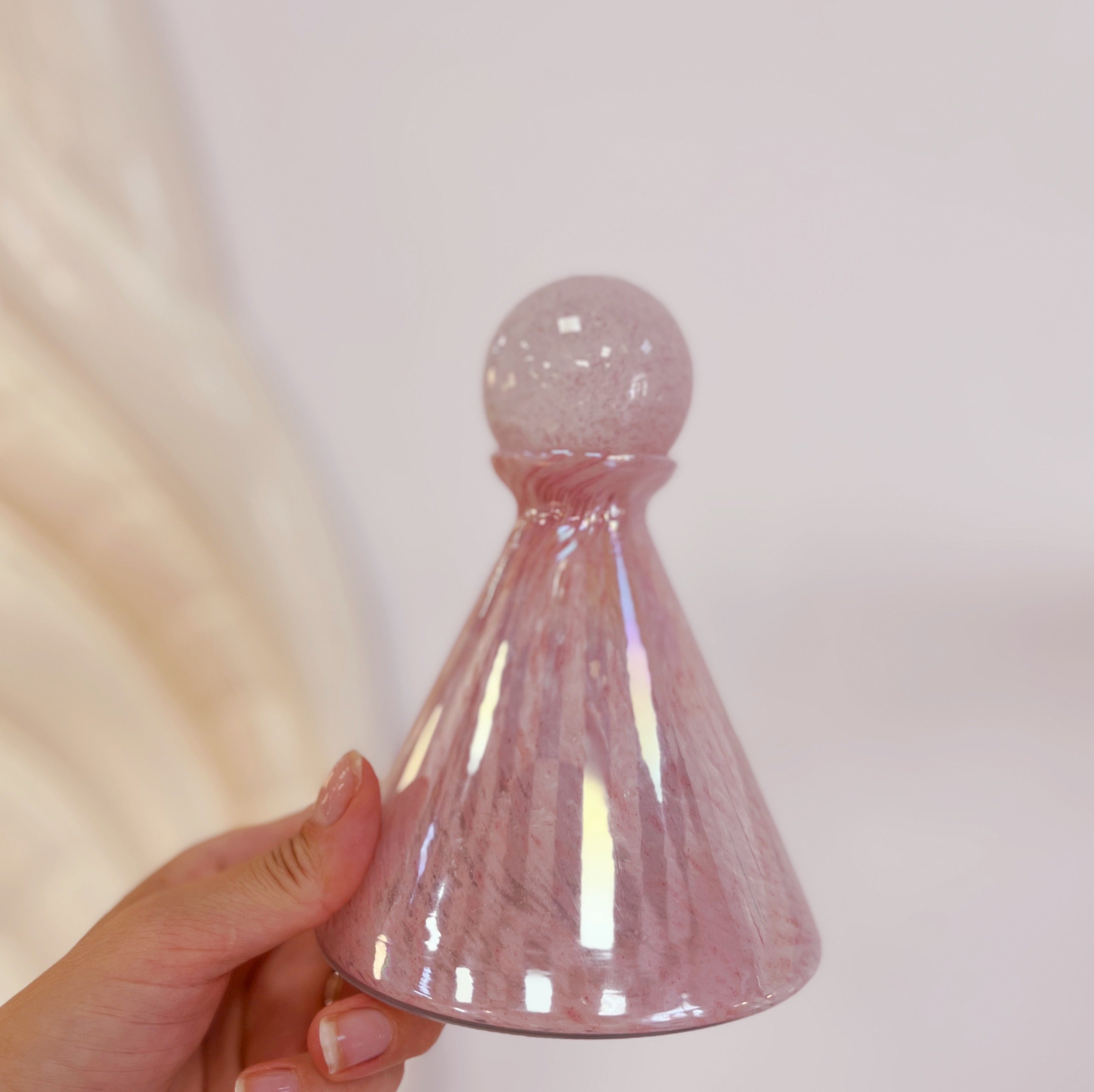 flacon verre murano rose irisé années 60
