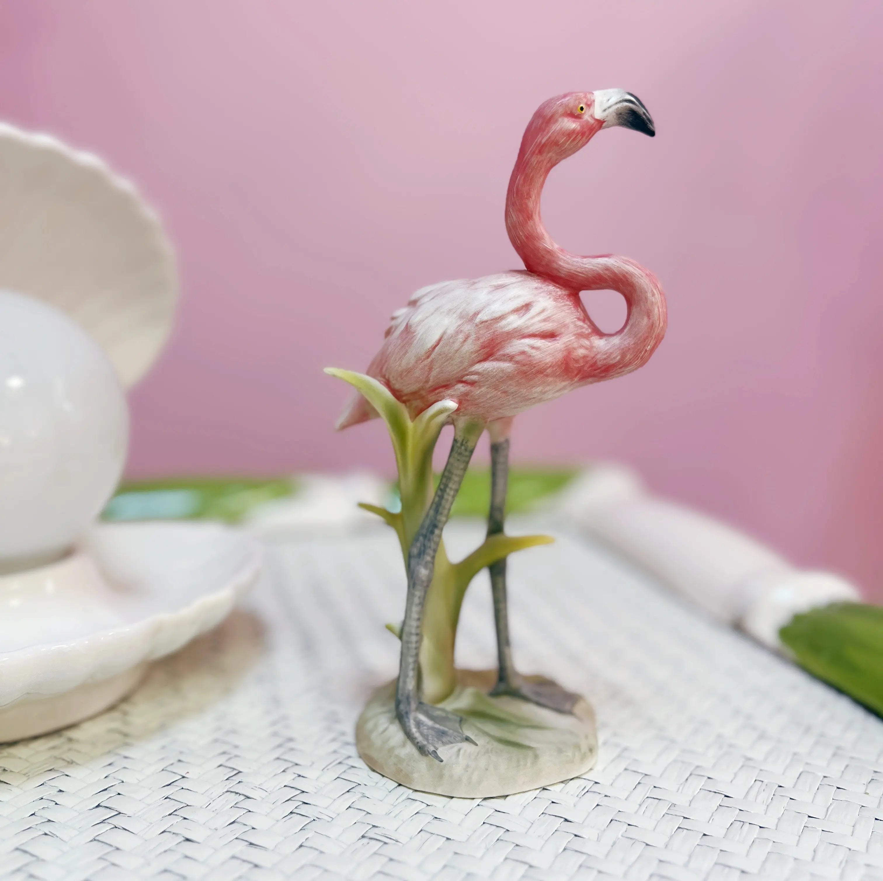 Flamant rose Goebel 1979 porcelaine mate Club Barbara
