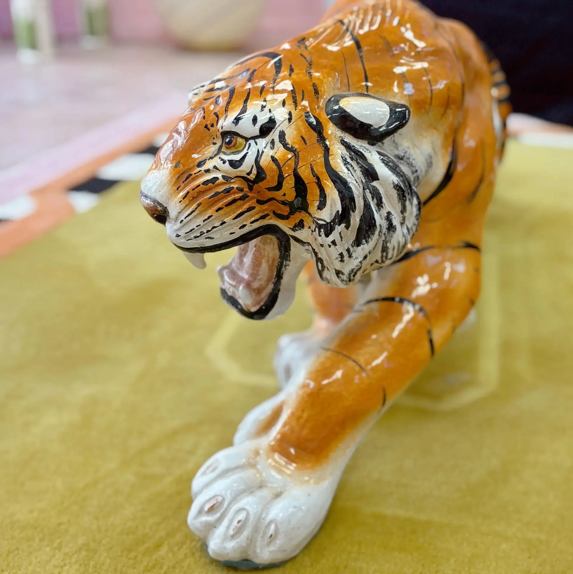 Grand tigre en céramique italienne vintage, 1 mètre, années 70-80 - Club Barbara