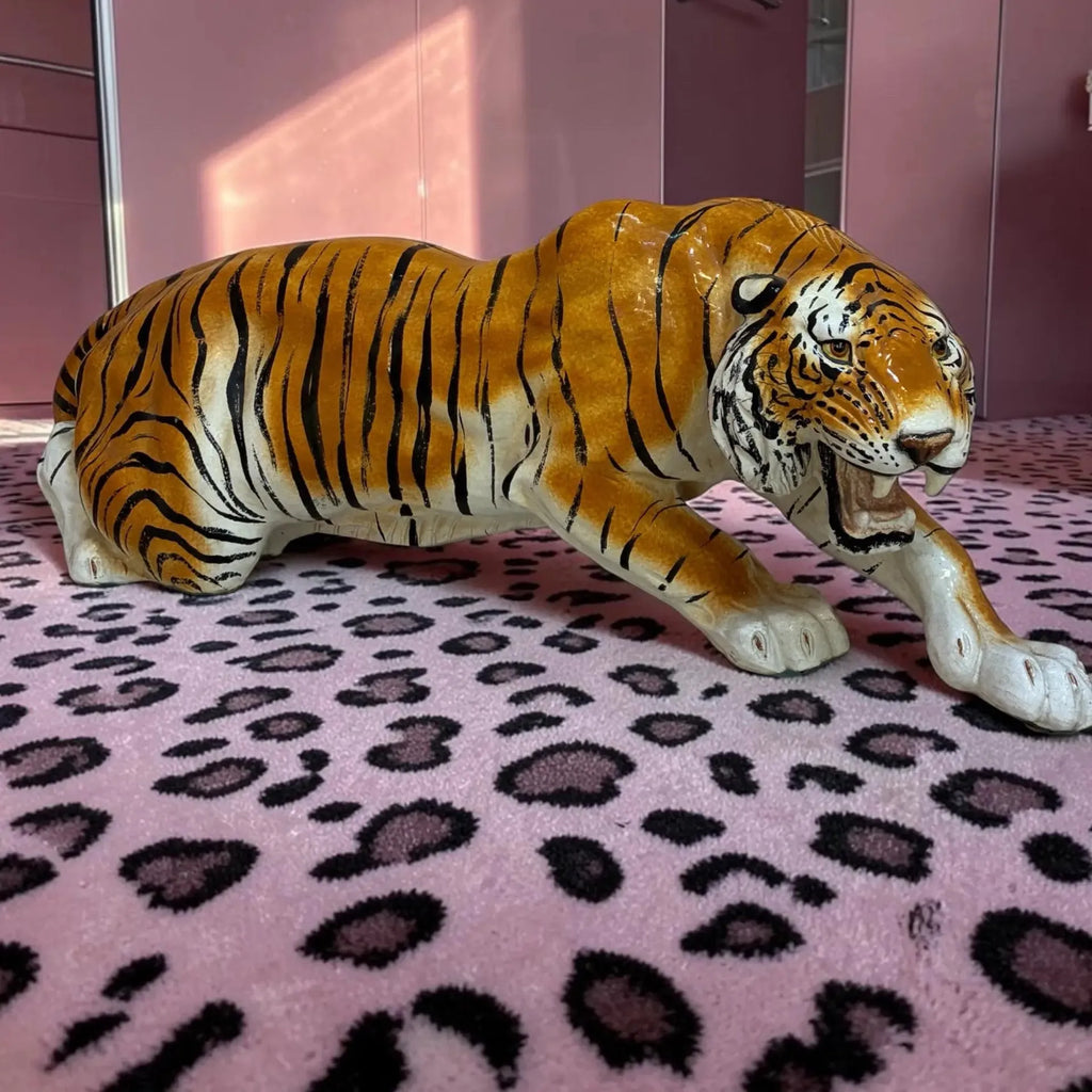 Grand tigre en céramique italienne vintage, 1 mètre, années 70-80 - Club Barbara