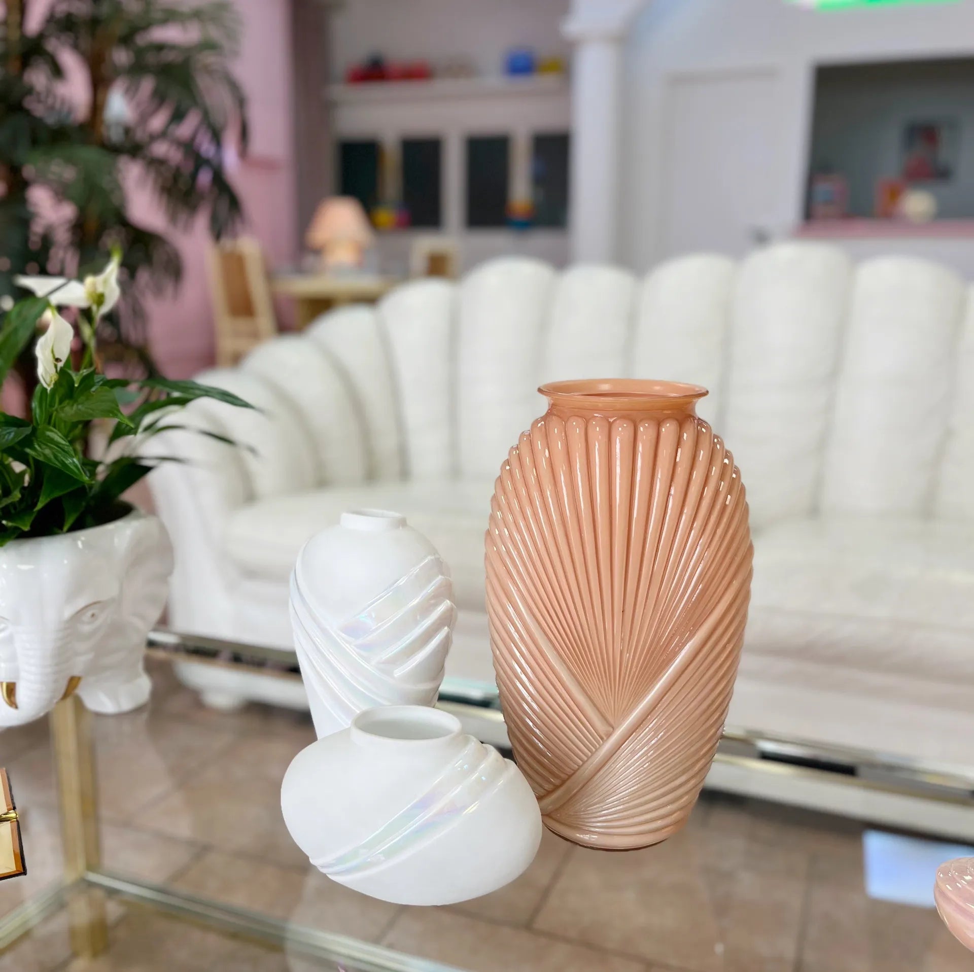 Grand vase Anchor Hocking 80’s corail - Club Barbara