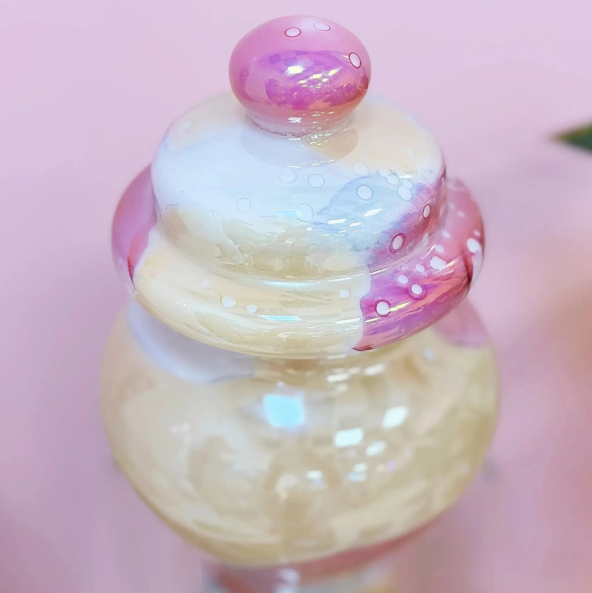 Grande bonbonnière en verre soufflé marbré pastel, Italie, années 80 - Club Barbara