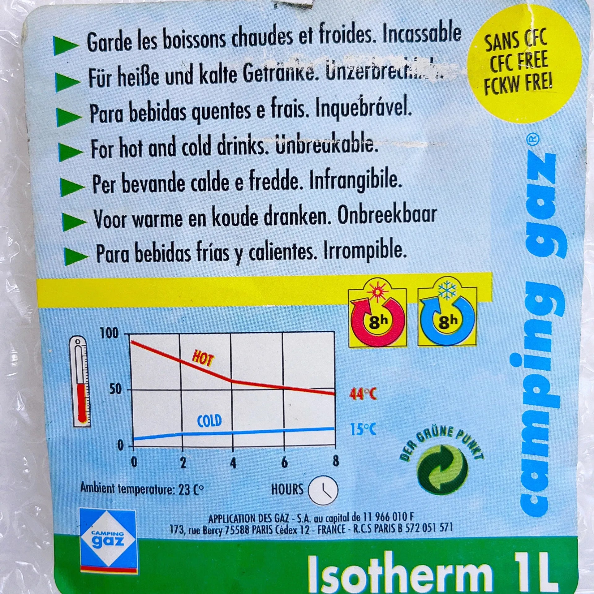 Grande gourde Isotherme bleue neuve de 1992 - Club Barbara
