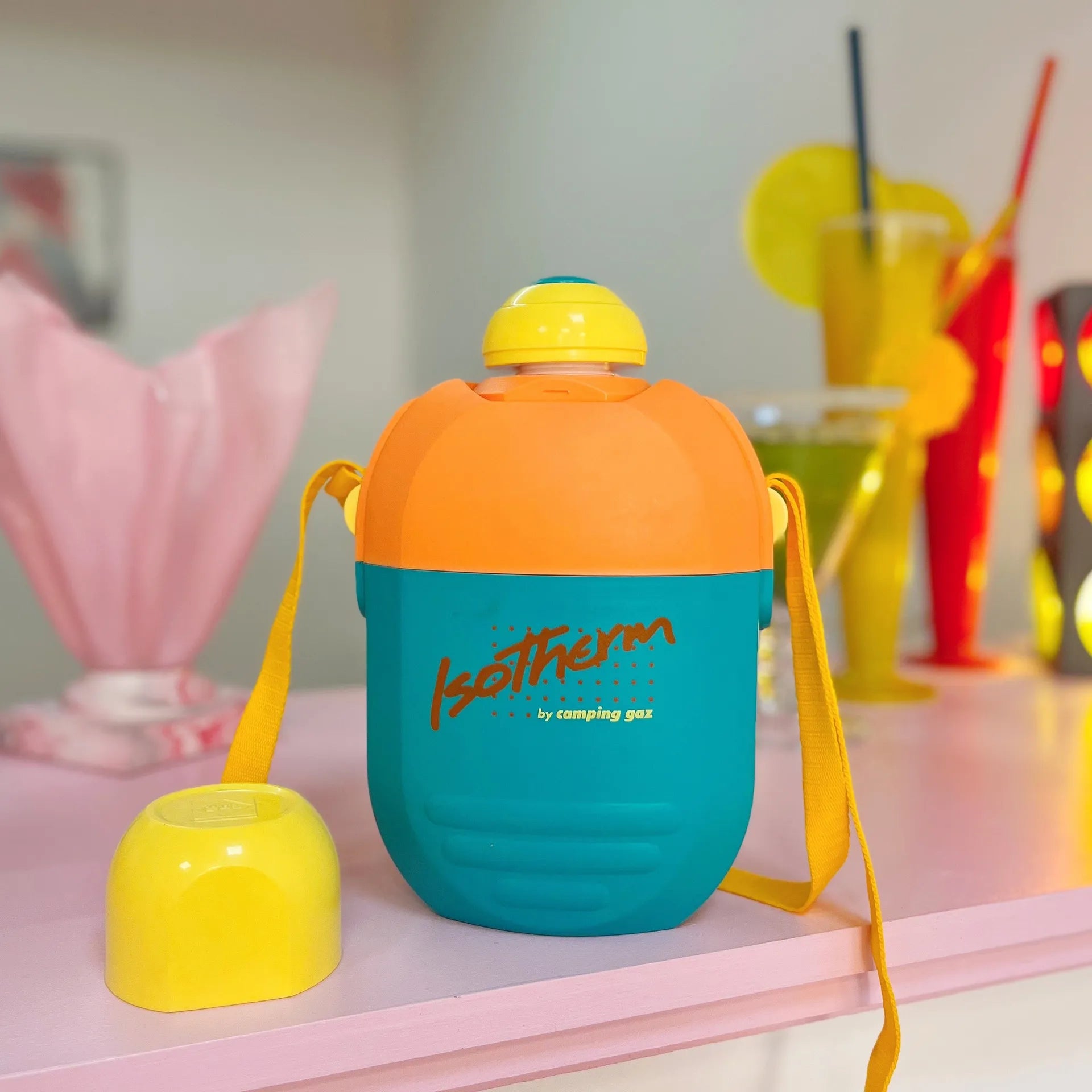 Grande gourde Isotherme orange pastel de 1992 - Club Barbara