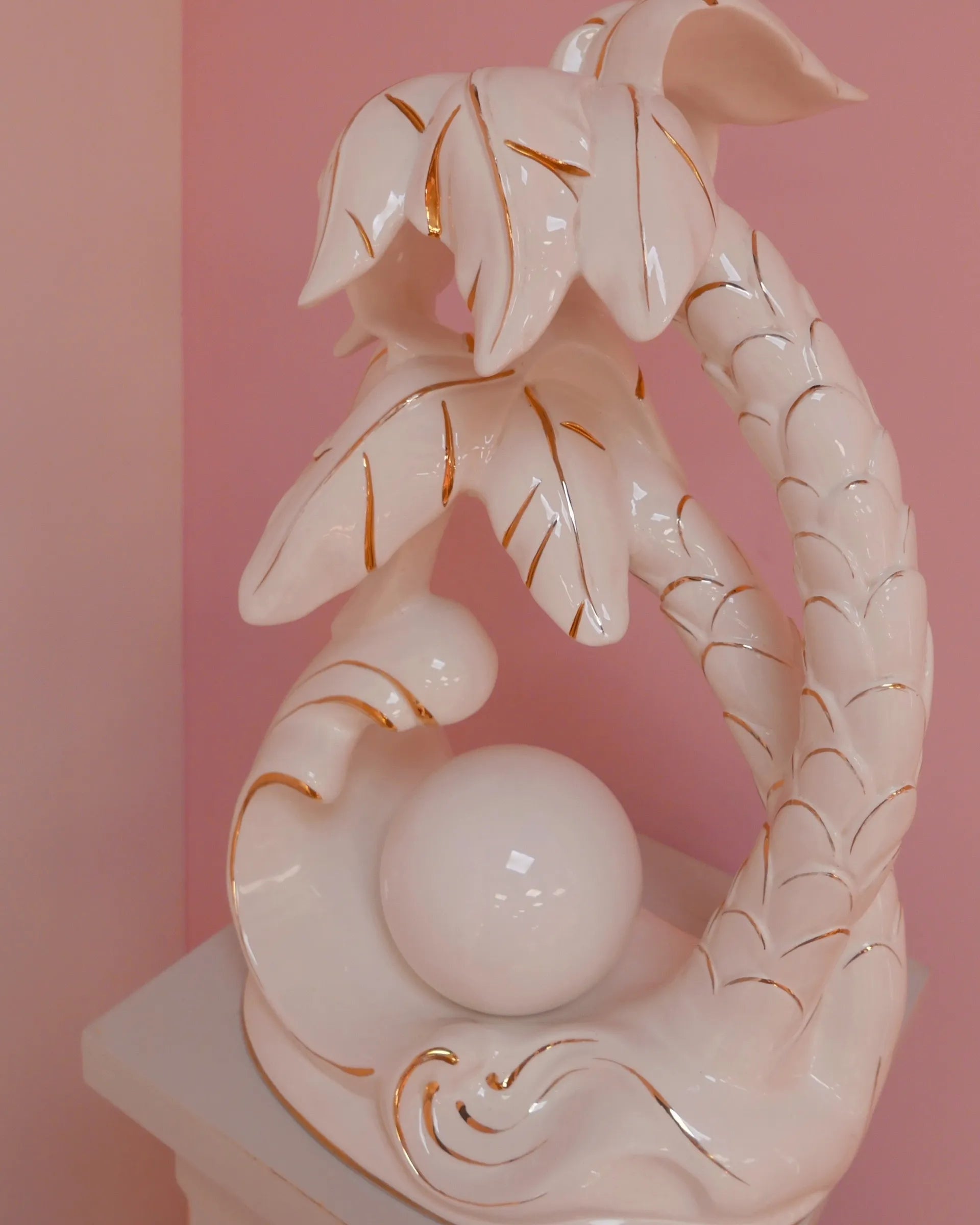 Grande Lampe de Table Palm Tree – Céramique, Italie, Années 70 - Club Barbara