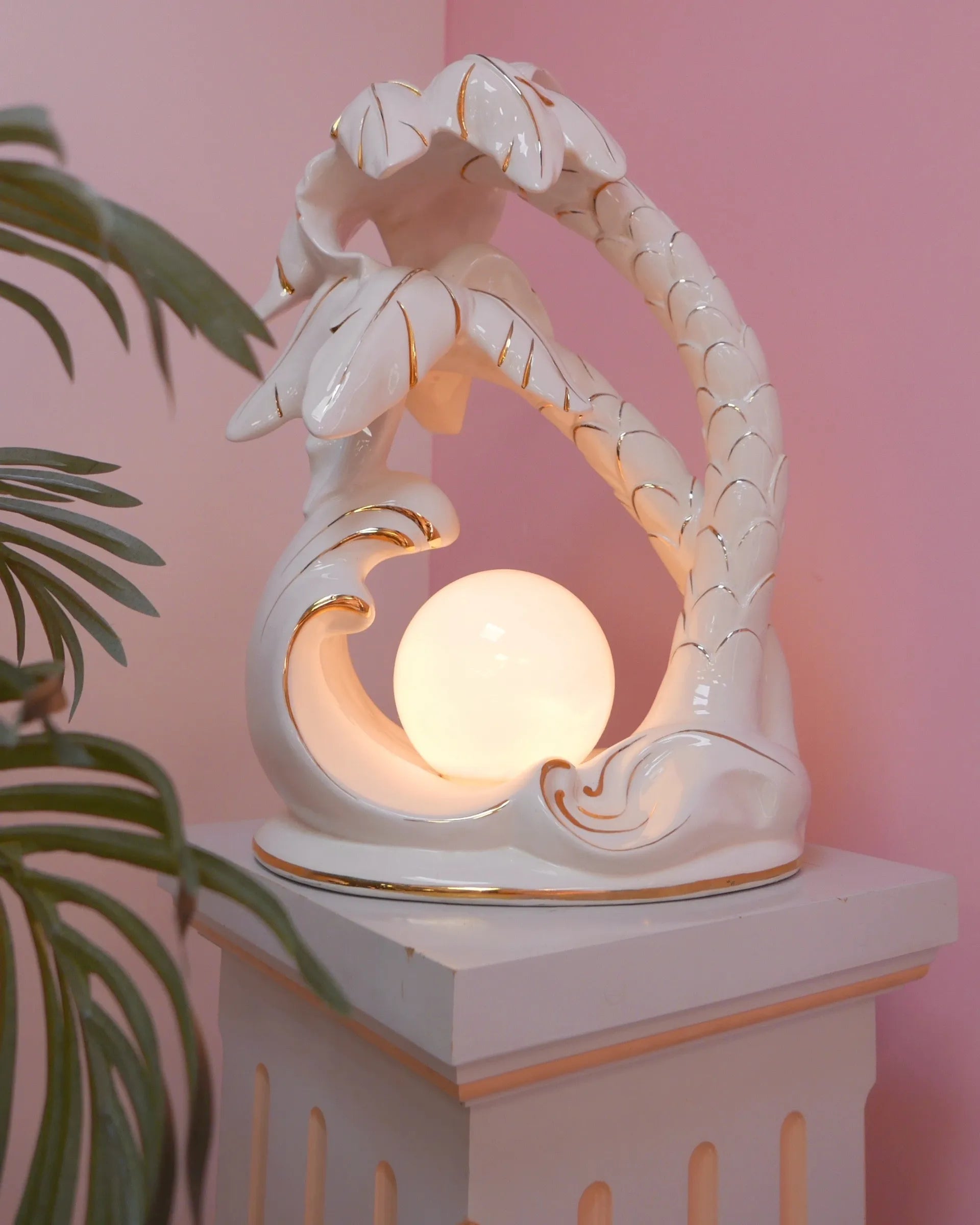 Grande Lampe de Table Palm Tree – Céramique, Italie, Années 70 - Club Barbara