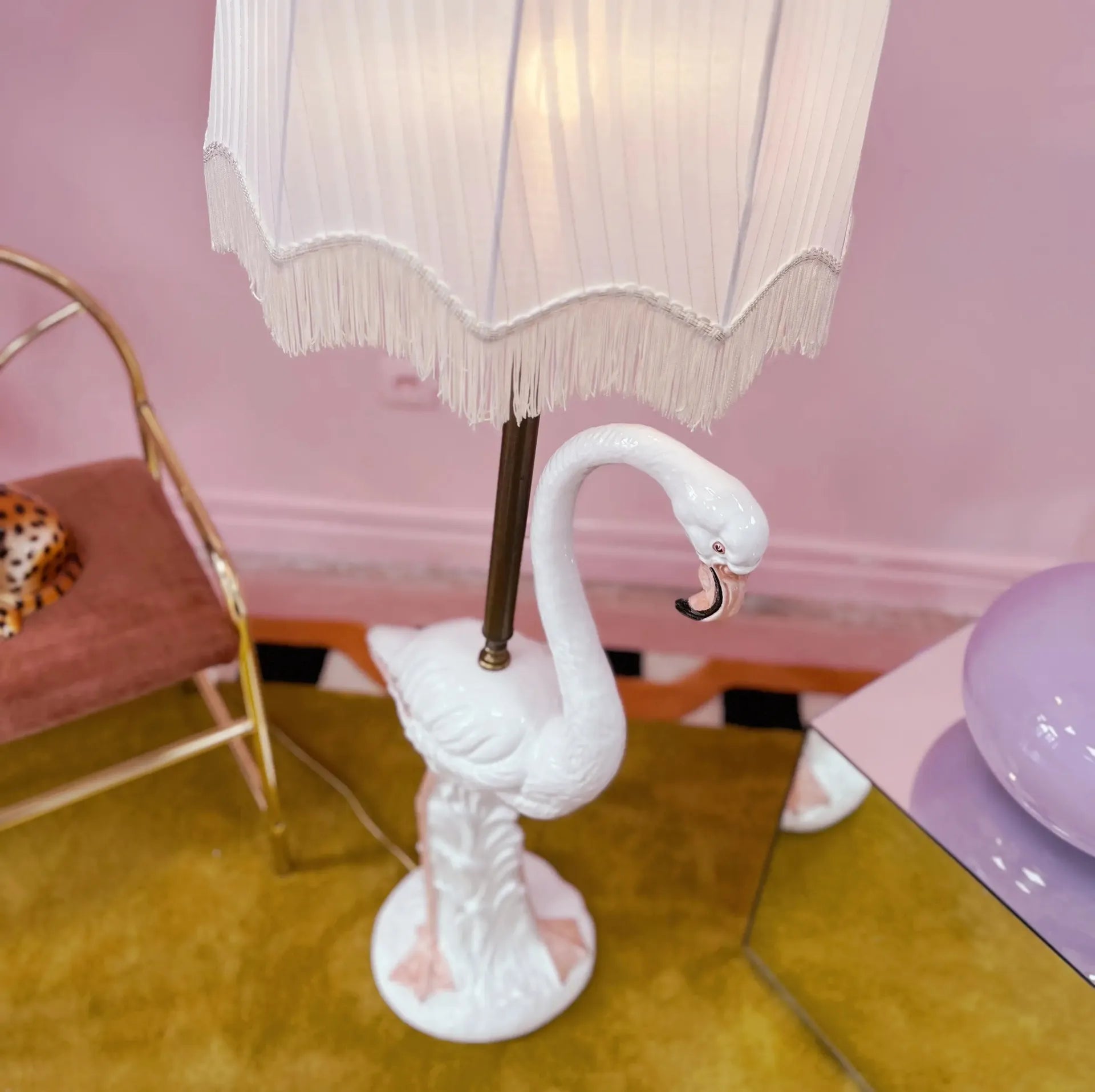 Grande lampe flamant rose en céramique, années 70 - Club Barbara