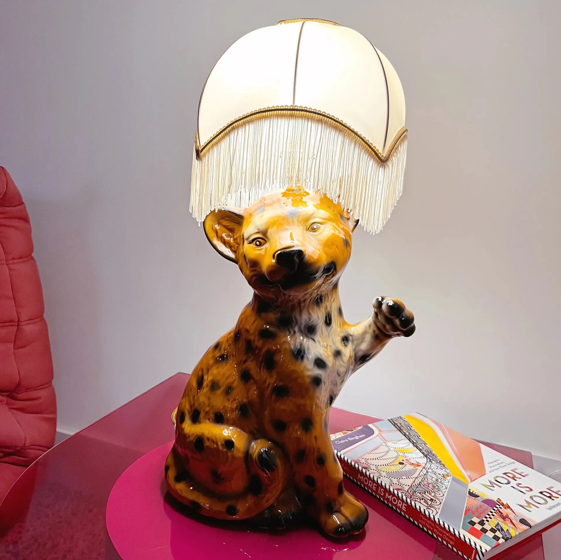 Grande lampe léopard artisanale, pièce unique, Italie - Club Barbara