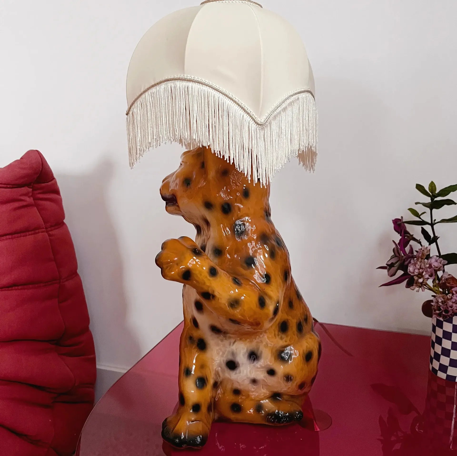 Grande lampe léopard artisanale, pièce unique, Italie - Club Barbara