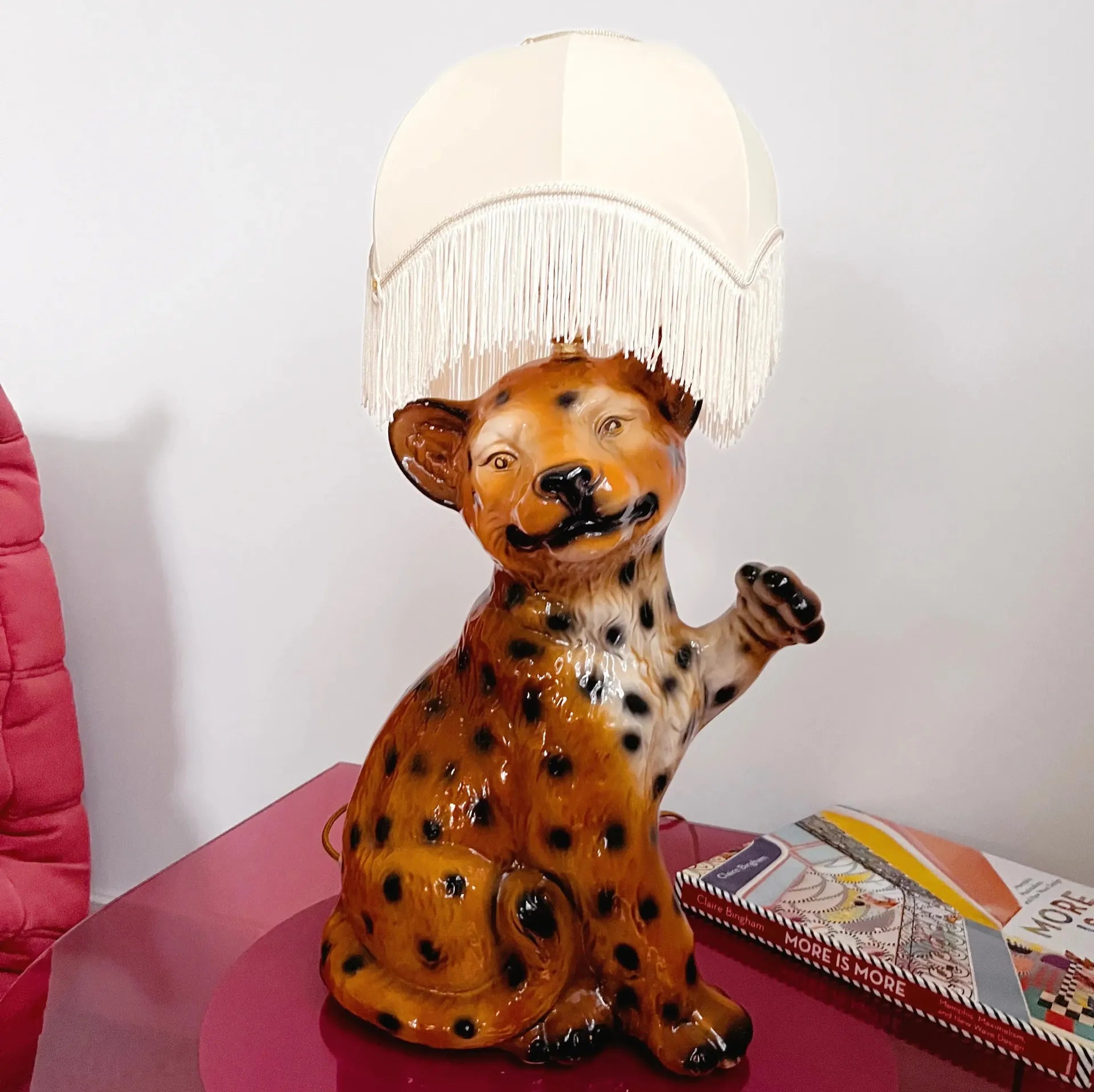 Grande lampe léopard artisanale, pièce unique, Italie - Club Barbara