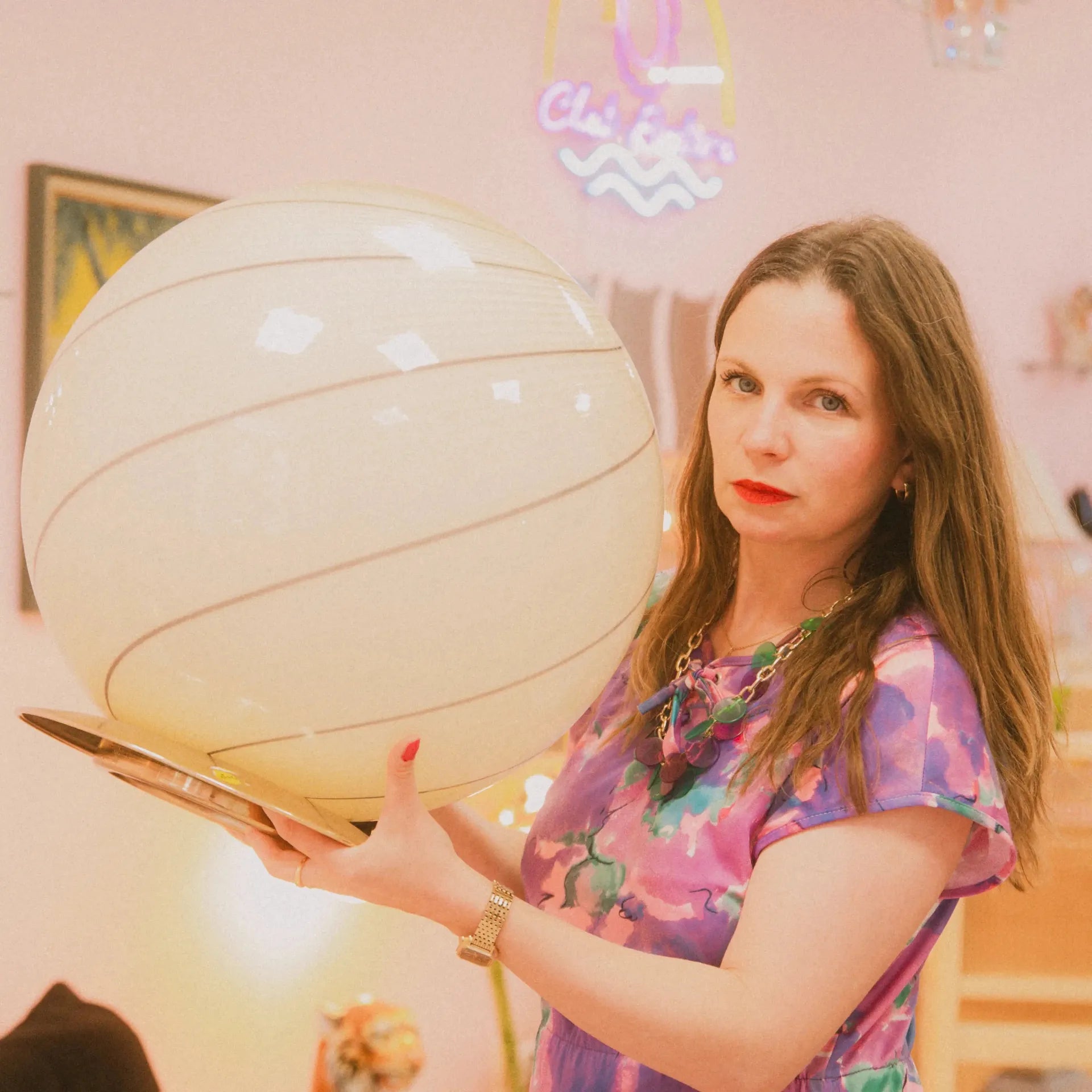 Grande lampe sphère en verre de Murano, années 70 - Club Barbara