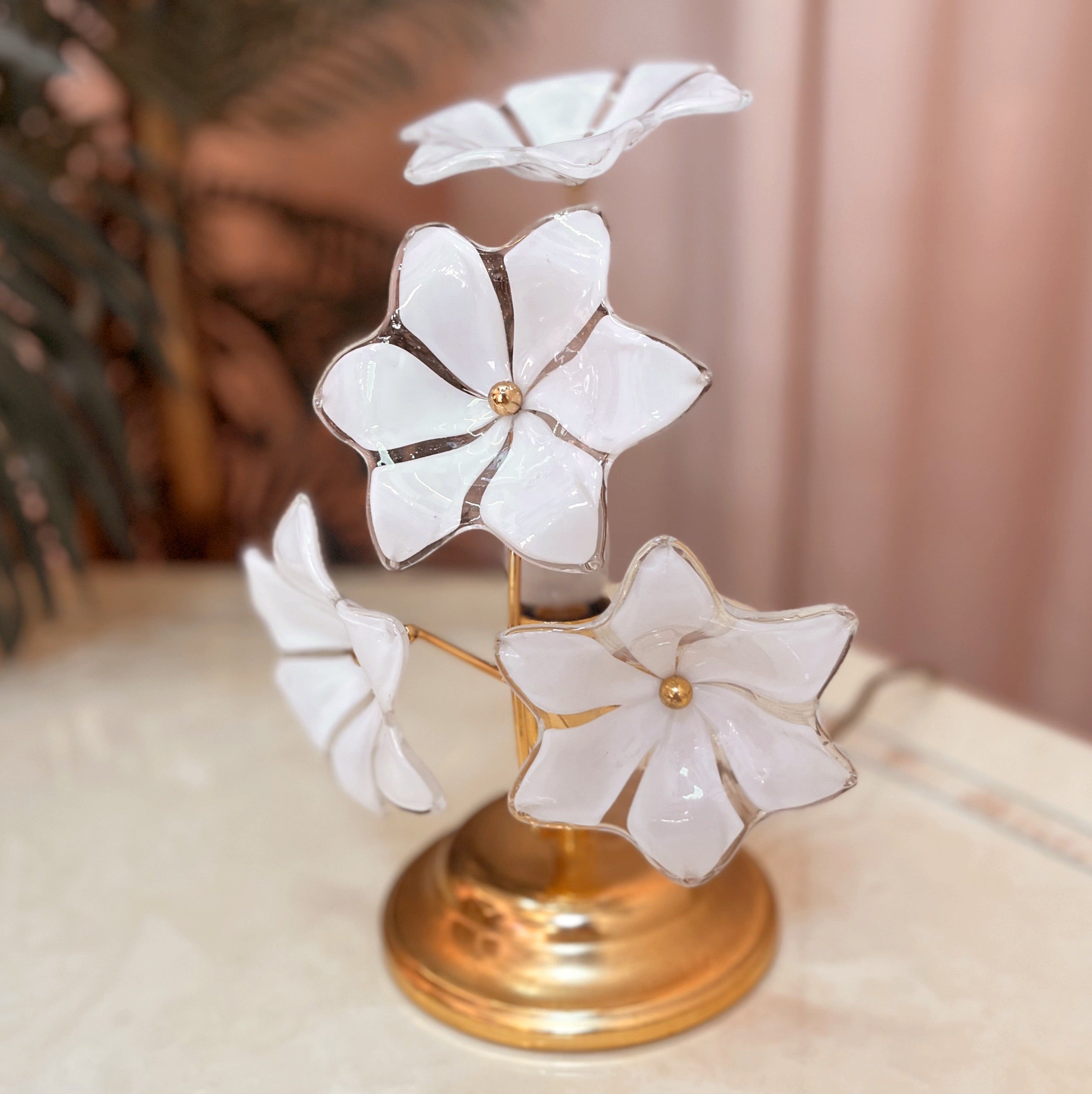 Lampe Fiore Opalino Murano, Italie, années 70