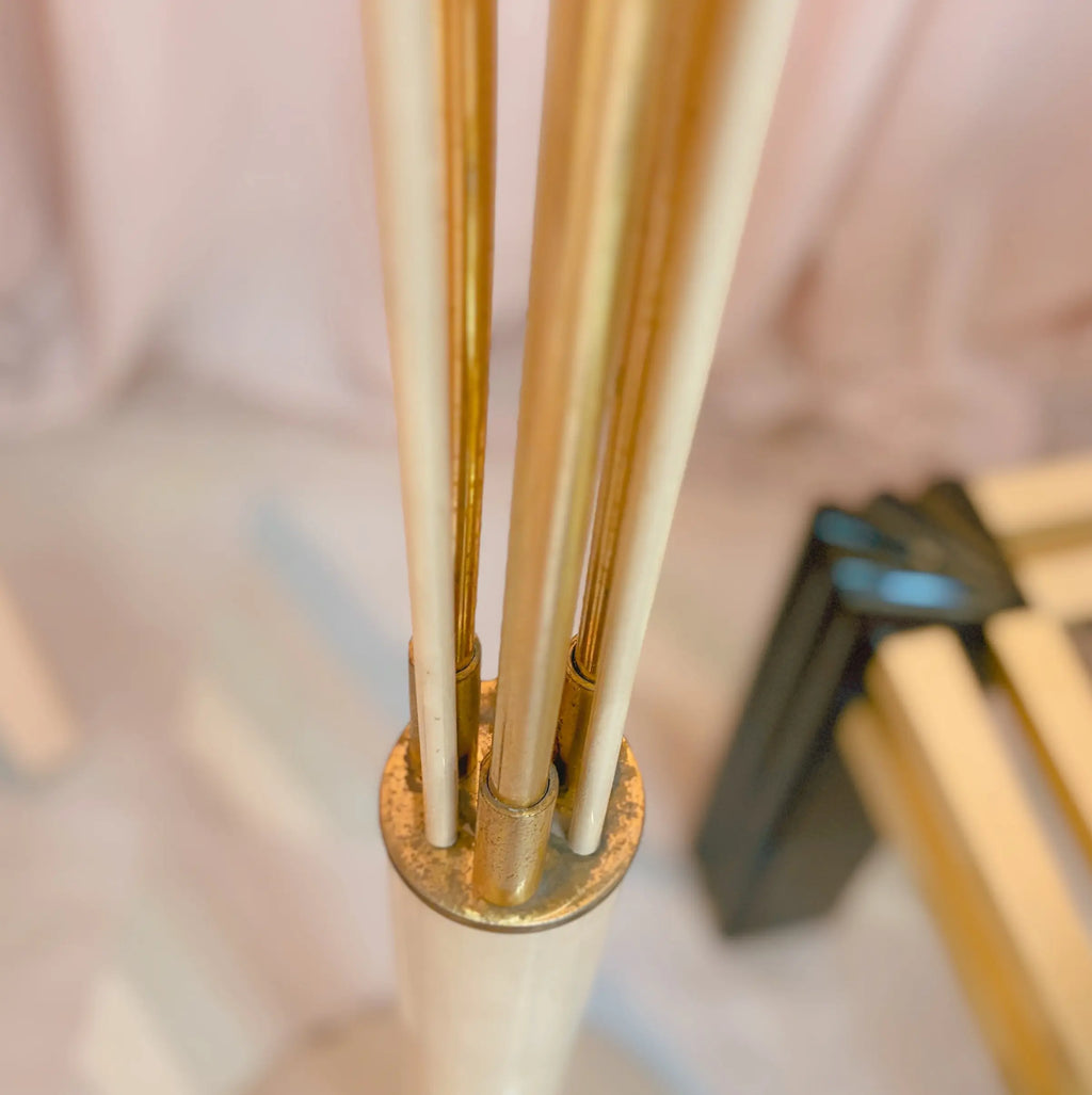 Lampadaire fleurs vintage en laiton doré, 3 lumières, Italie, années 70